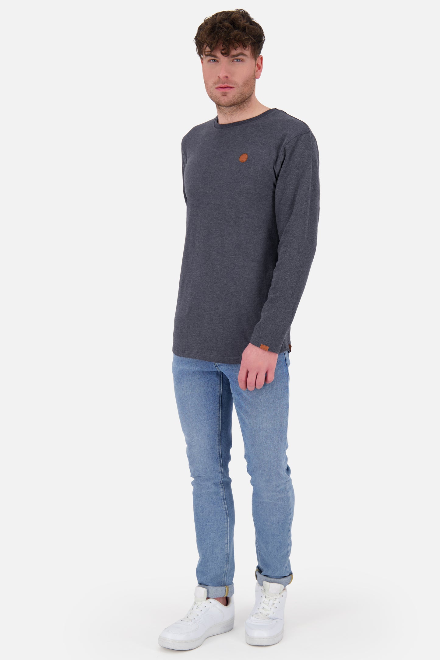 AlexAK A Langarmshirt Herren Basic Dunkelblau