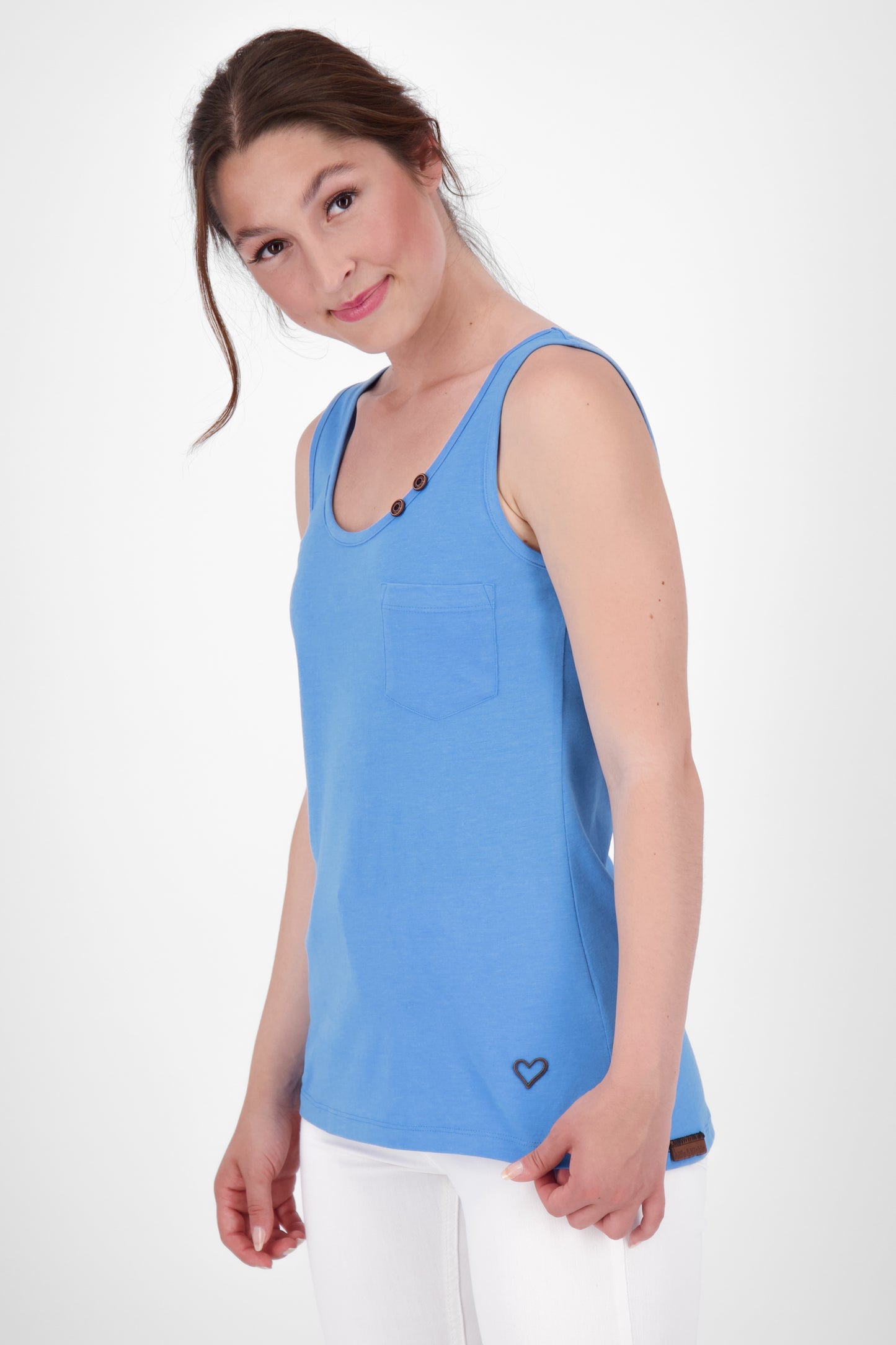 Dezent geschnittenes Damen Longsleeve LeaAK B mit Muster Blau