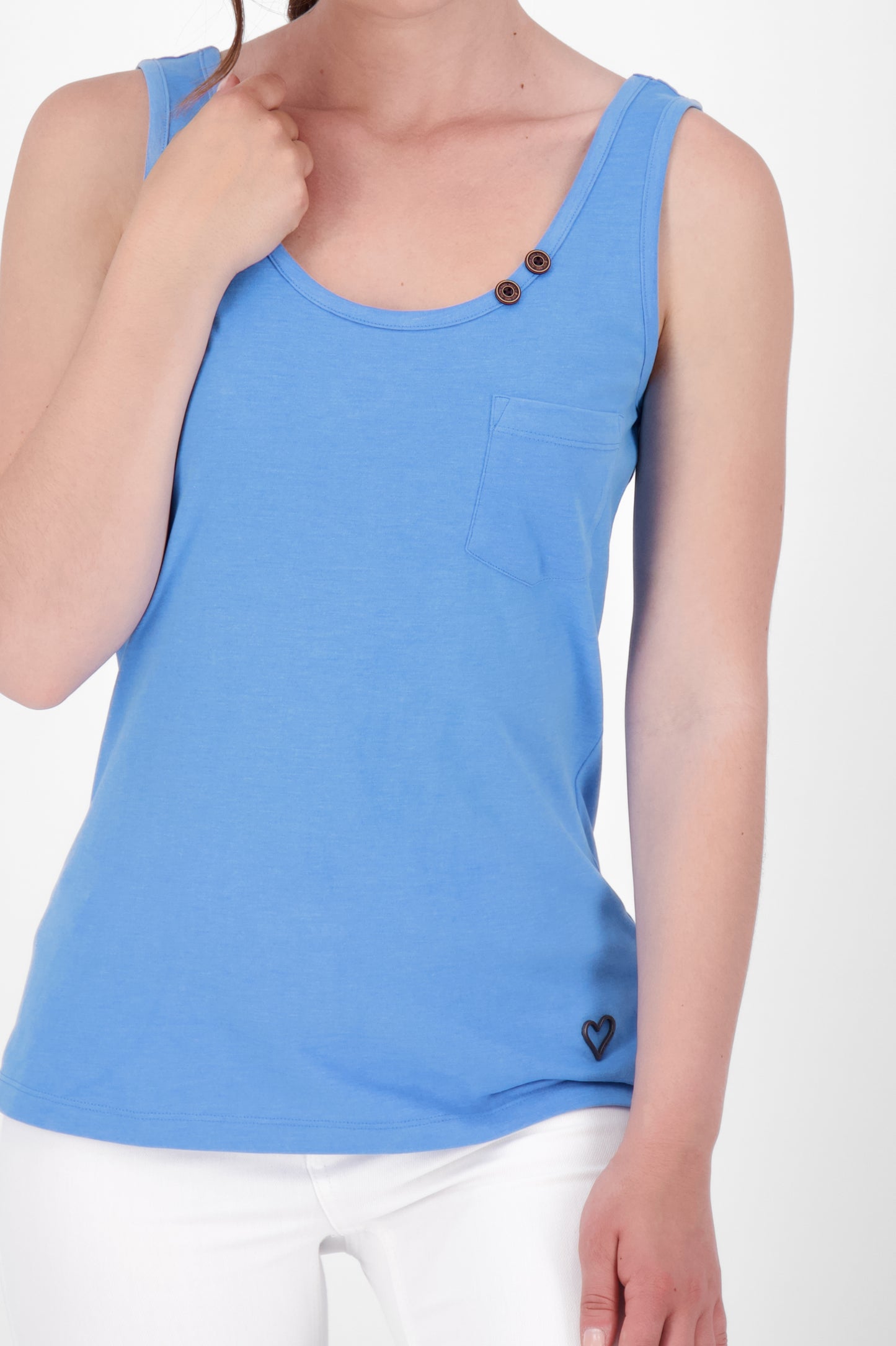 Dezent geschnittenes Damen Longsleeve LeaAK B mit Muster Blau