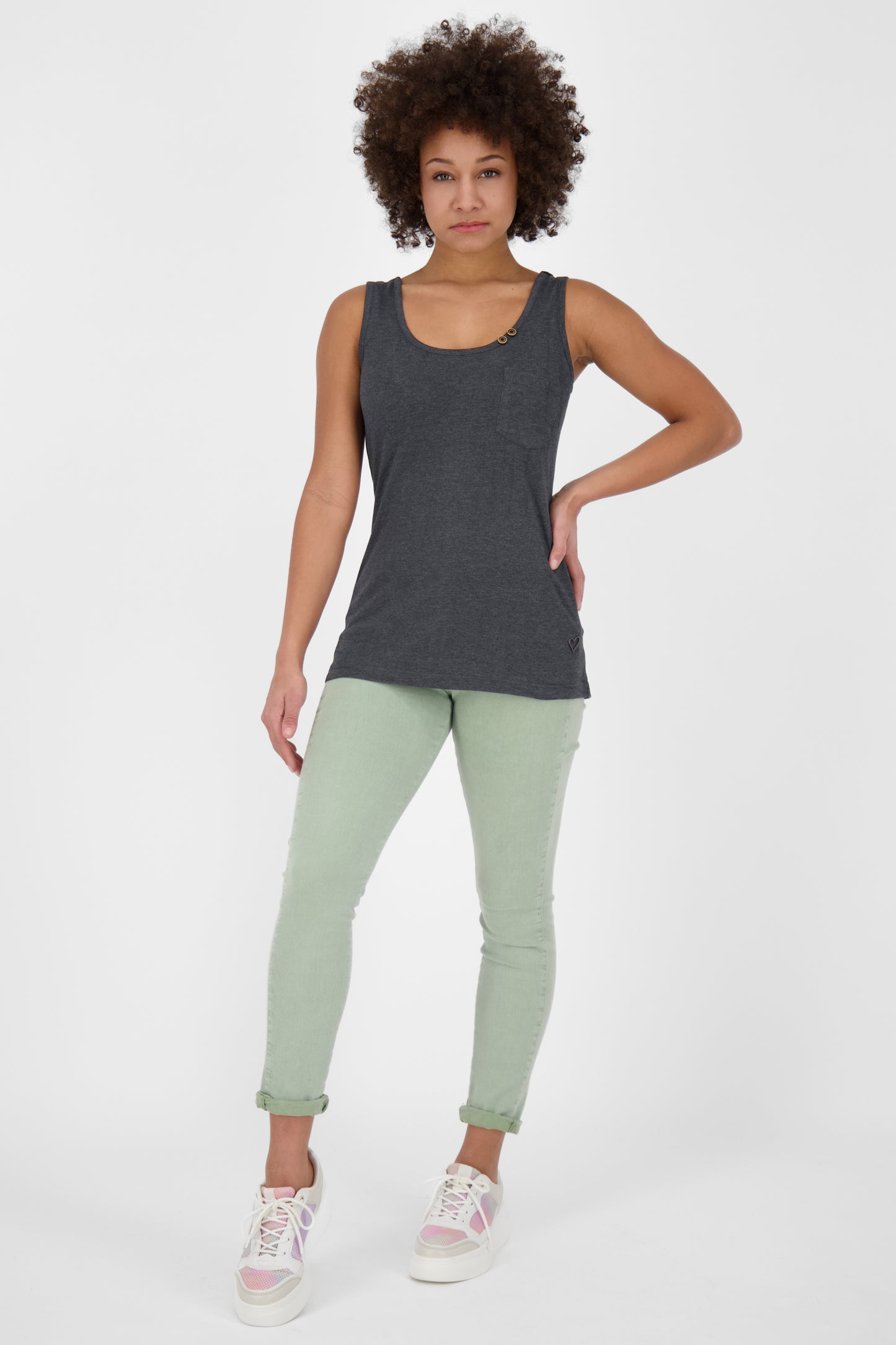 Dezent geschnittenes Damen Longsleeve LeaAK B mit Muster Schwarz