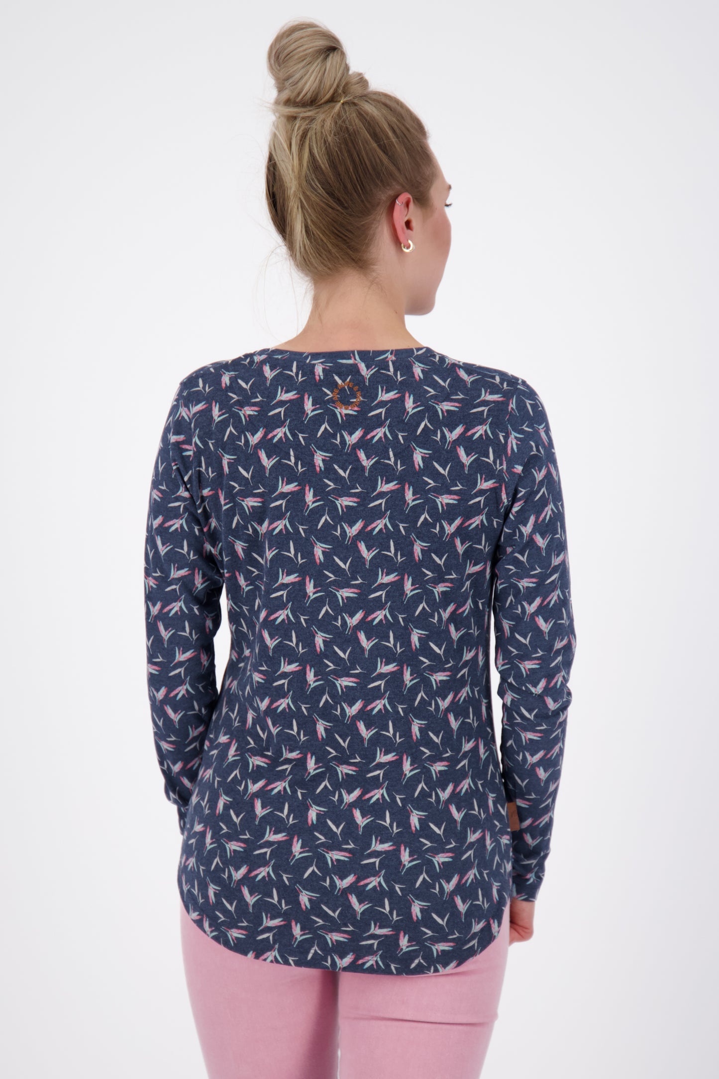 LeaAK B Langarmshirt Damen mit Muster Dunkelblau