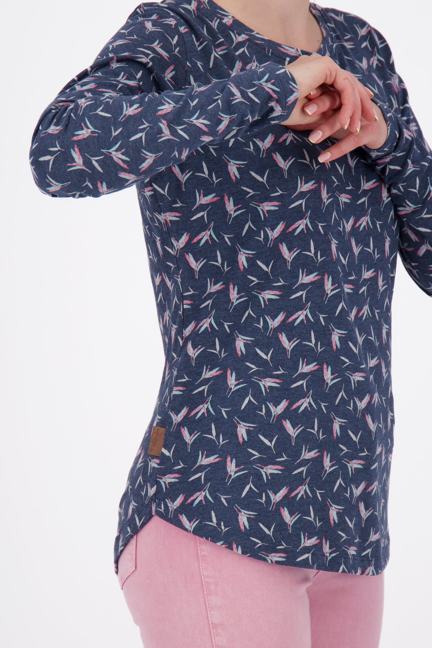 LeaAK B Langarmshirt Damen mit Muster Dunkelblau