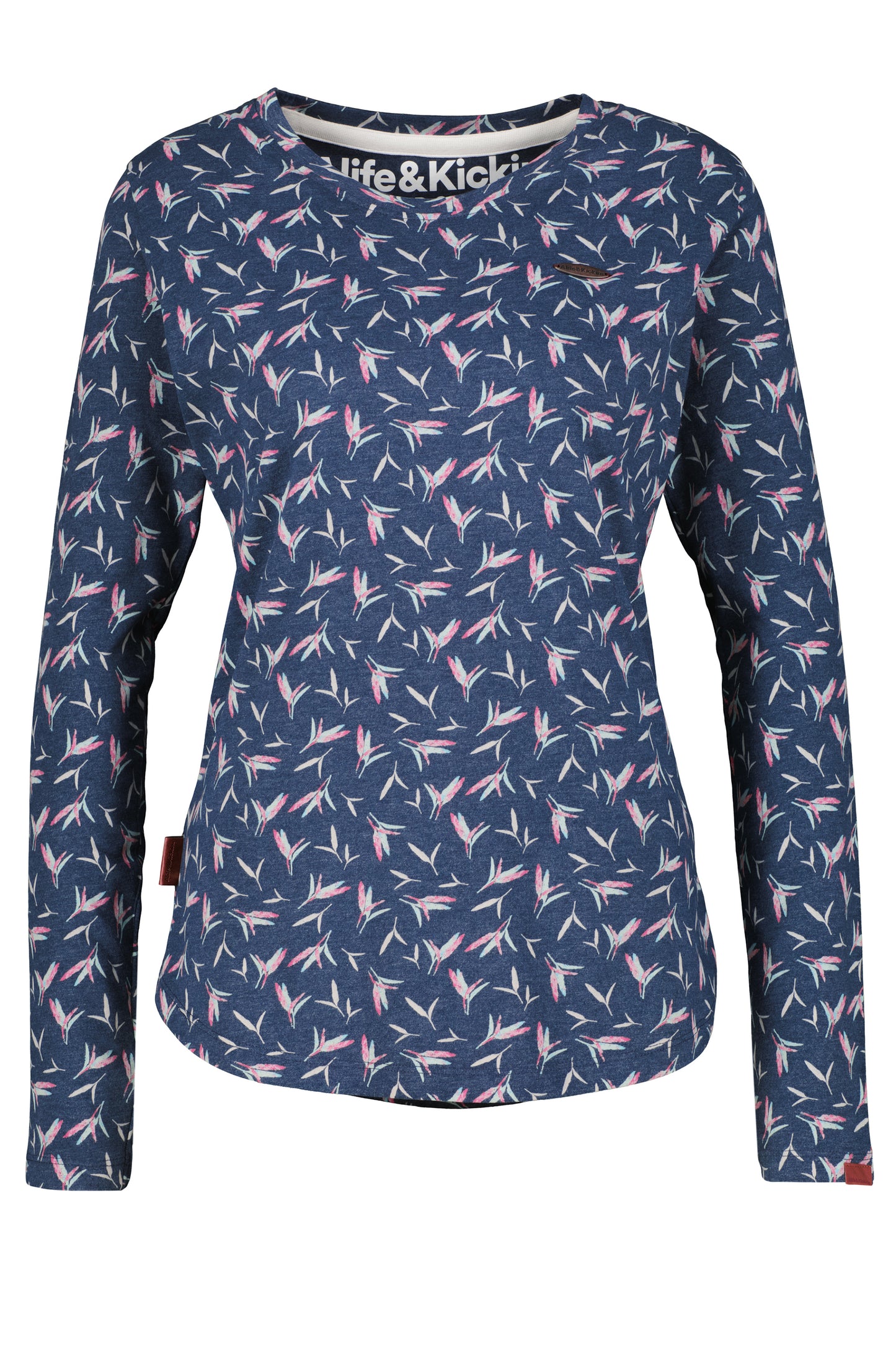 LeaAK B Langarmshirt Damen mit Muster Dunkelblau