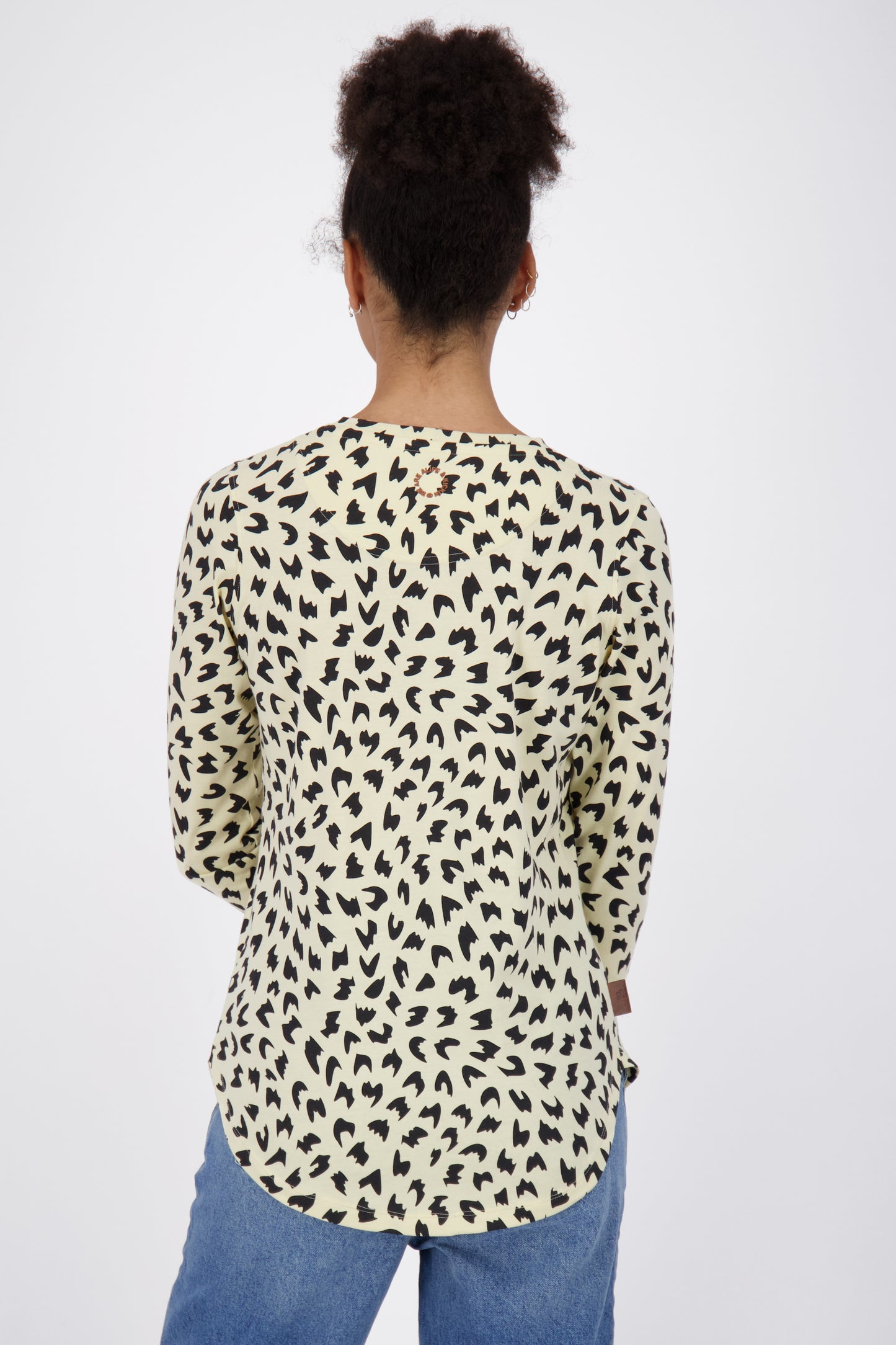 LeaAK B Langarmshirt Damen mit Muster Beige