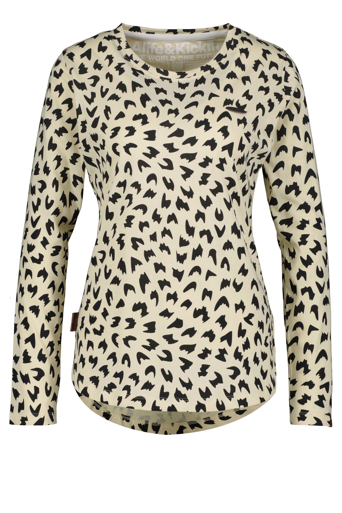 LeaAK B Langarmshirt Damen mit Muster Beige