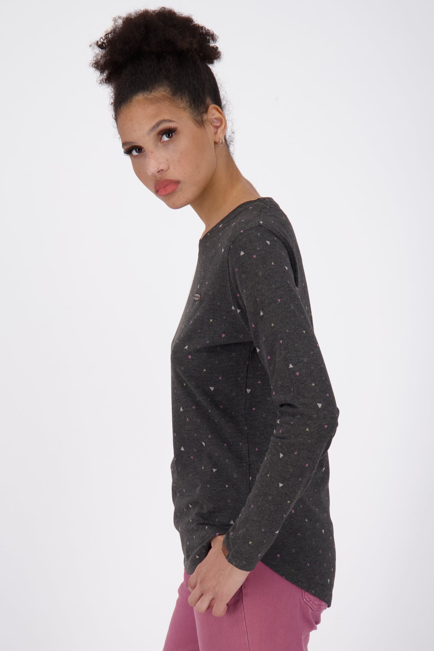 LeaAK B Langarmshirt Damen mit Muster Schwarz