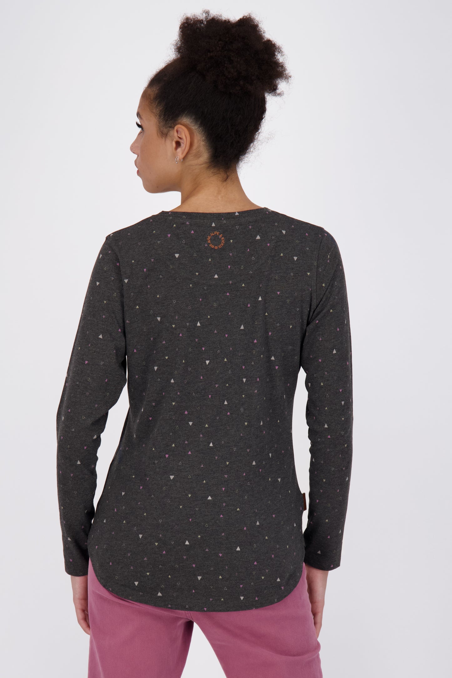 LeaAK B Langarmshirt Damen mit Muster Schwarz
