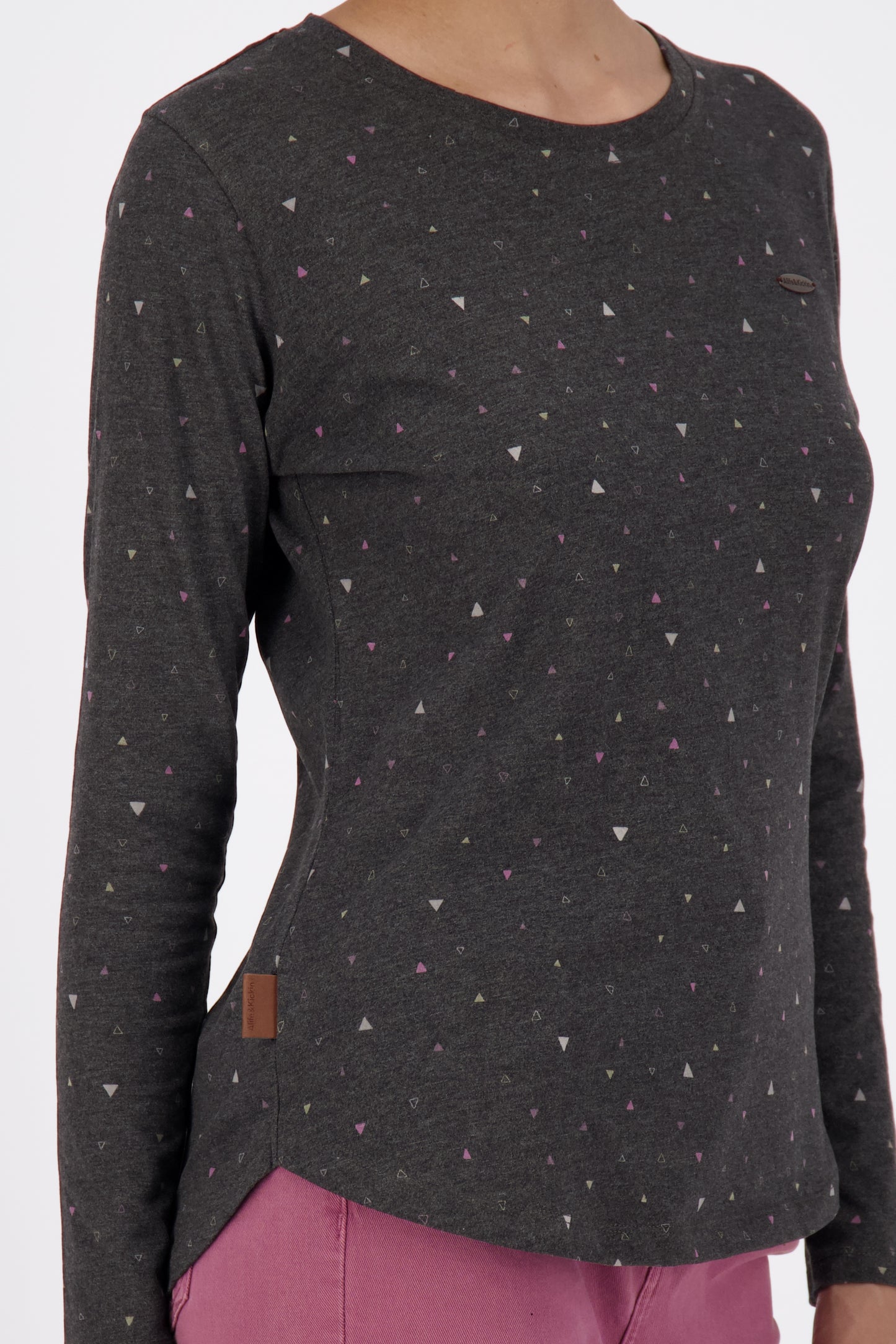 LeaAK B Langarmshirt Damen mit Muster Schwarz