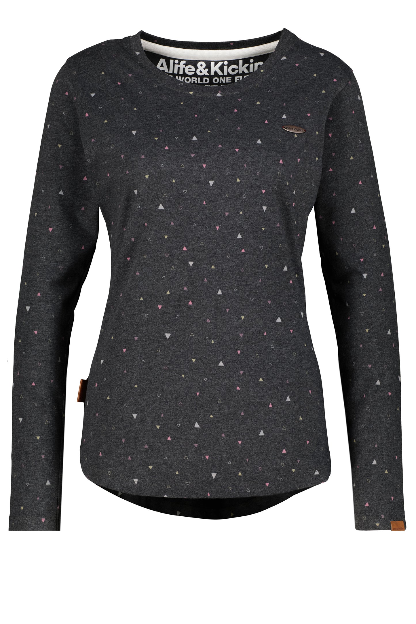LeaAK B Langarmshirt Damen mit Muster Schwarz