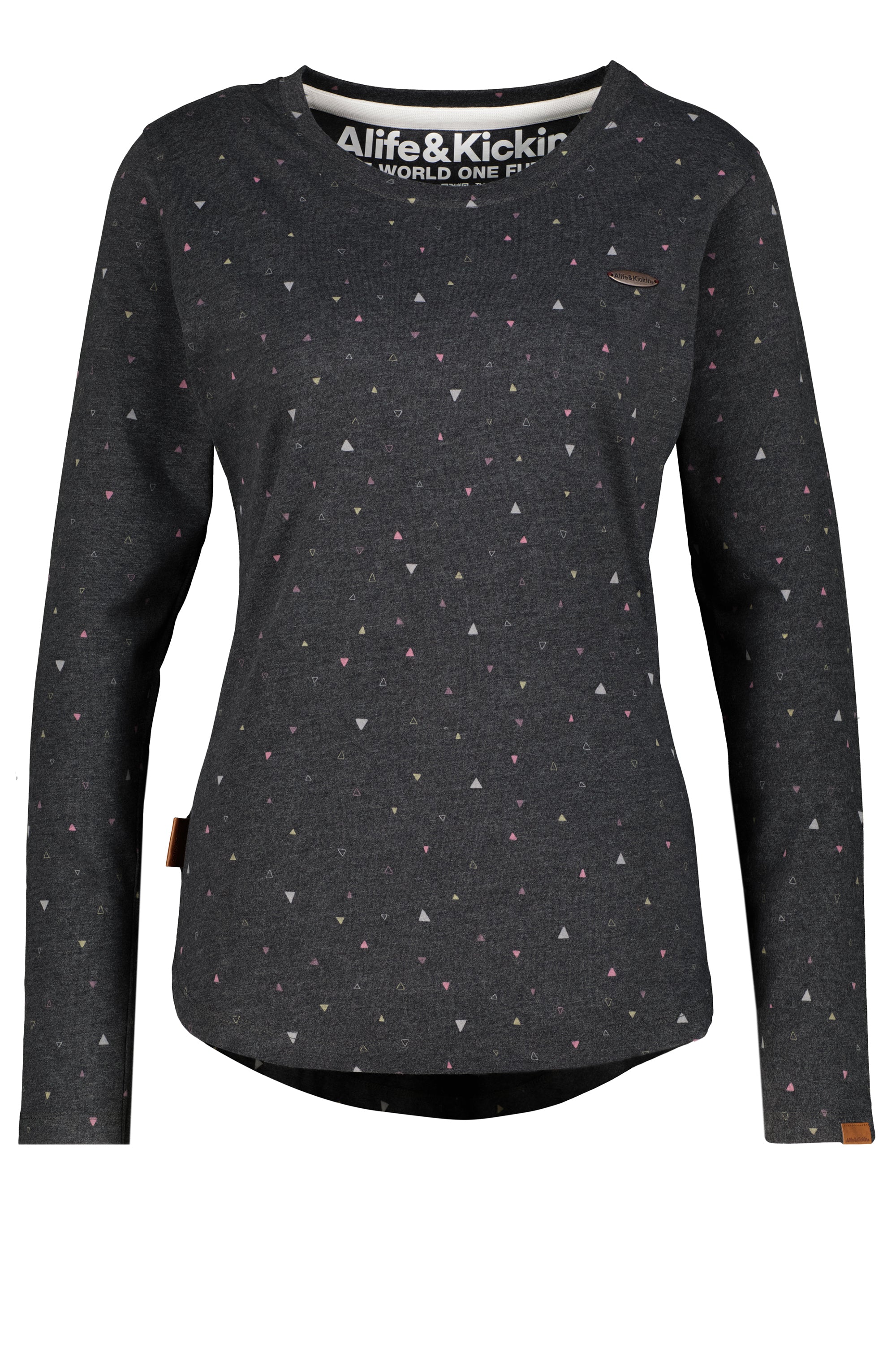 LeaAK B Langarmshirt Damen mit Muster Schwarz