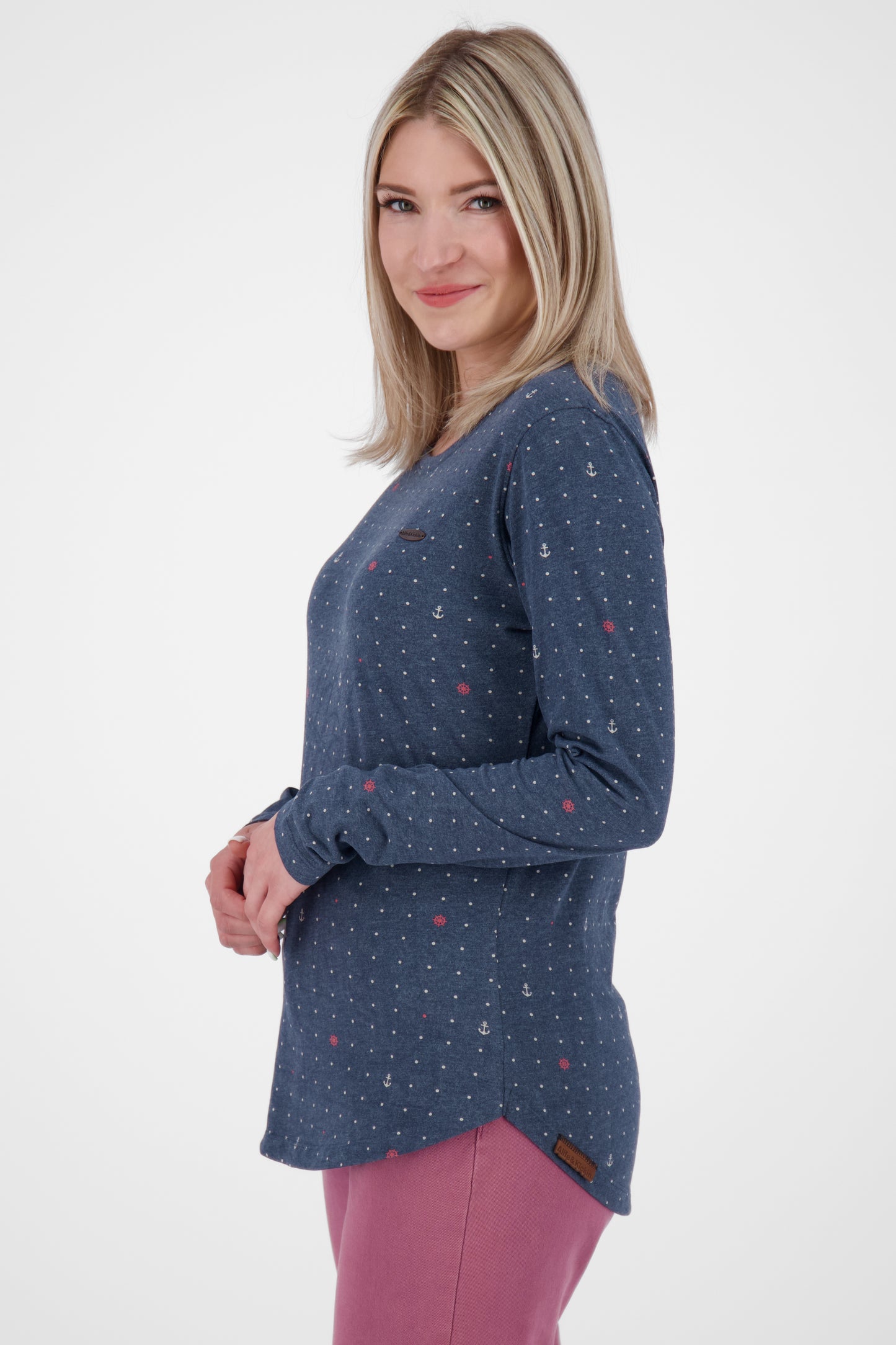 LeaAK B Longsleeve Damen - Muster trifft auf Stil Dunkelblau