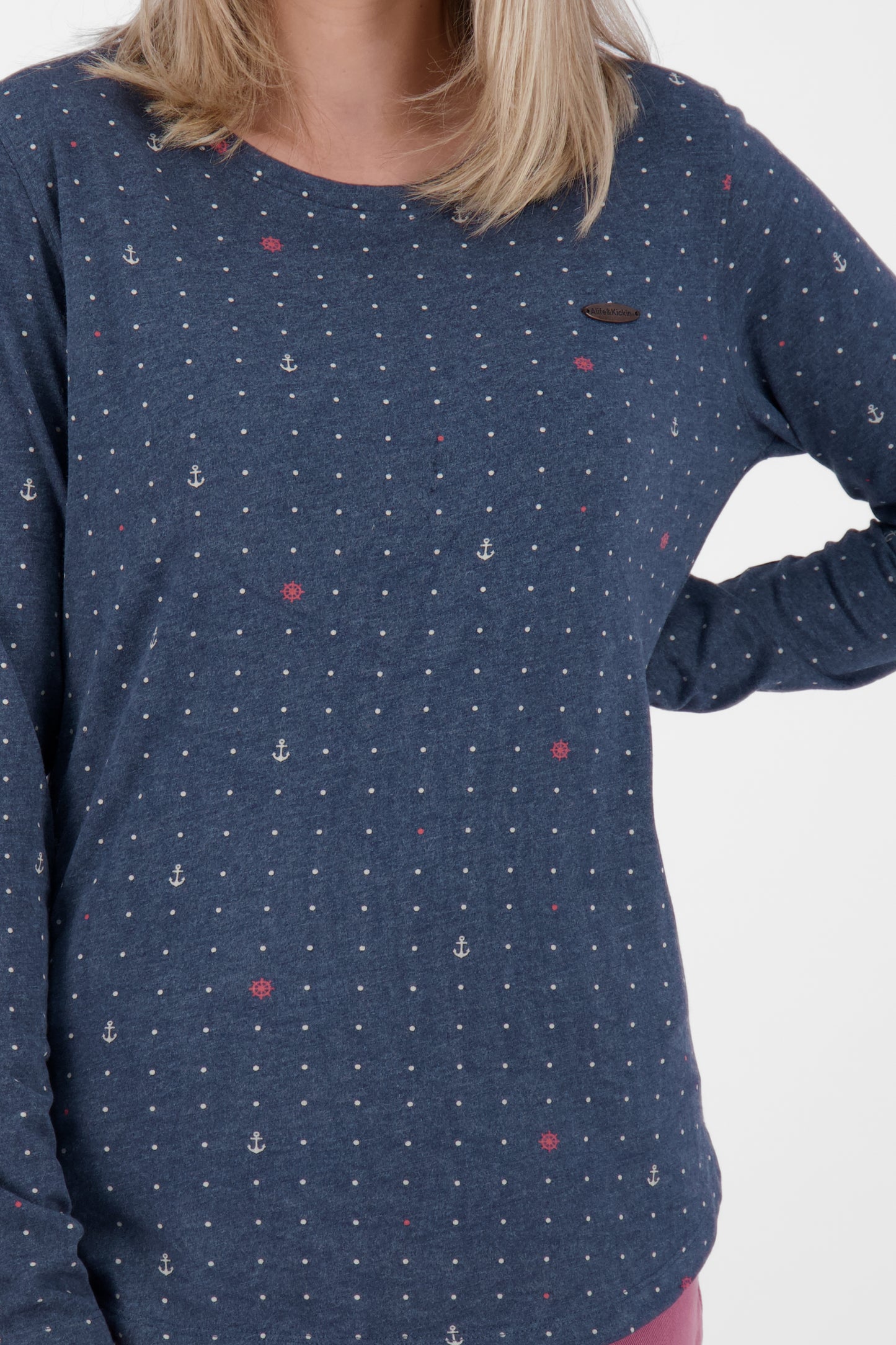 LeaAK B Longsleeve Damen - Muster trifft auf Stil Dunkelblau
