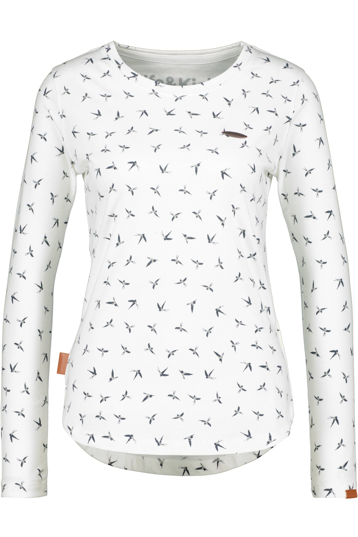 Dezent geschnittenes Damen Longsleeve mit Muster Weiß