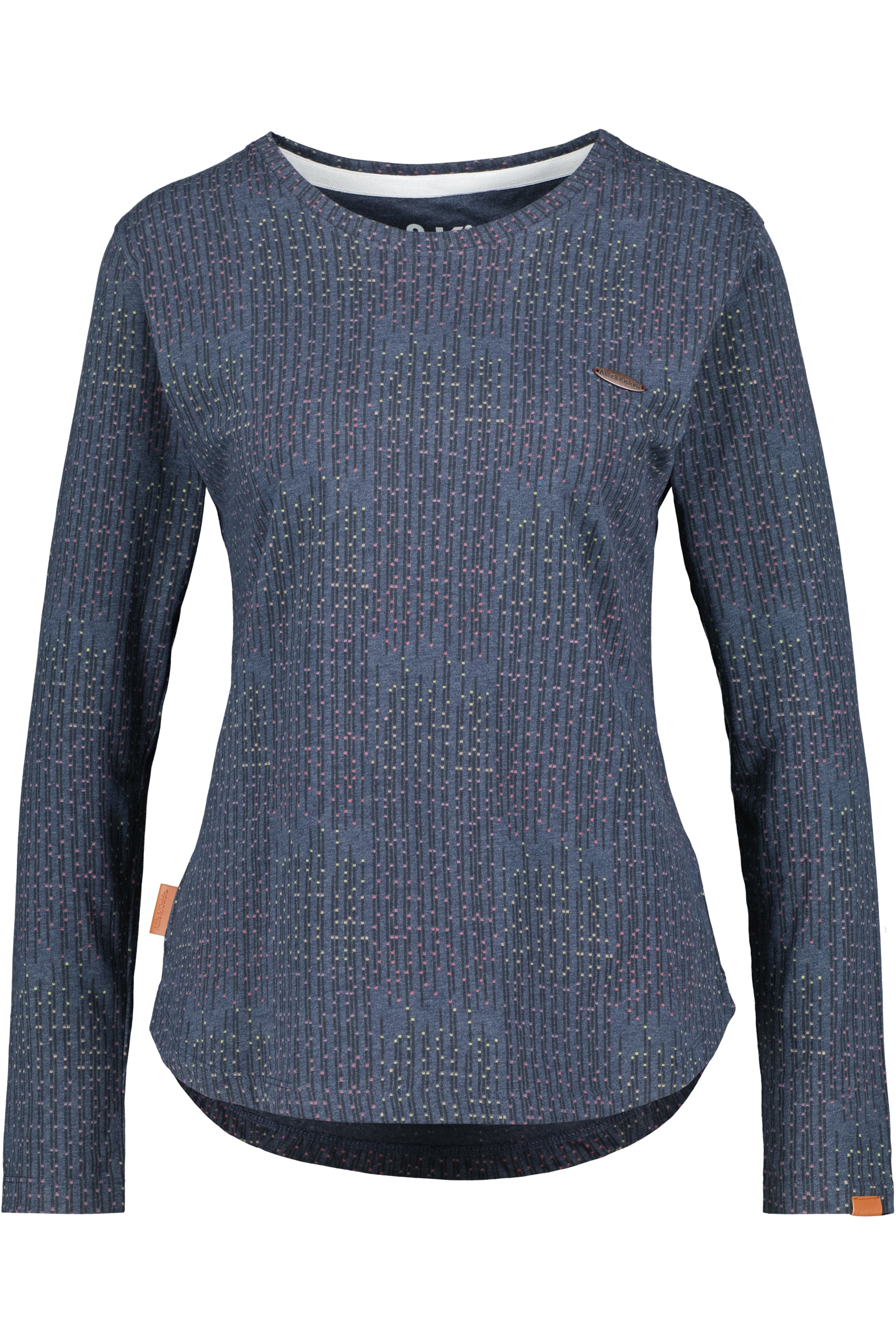 Dezent geschnittenes Damen Longsleeve mit Muster Dunkelblau