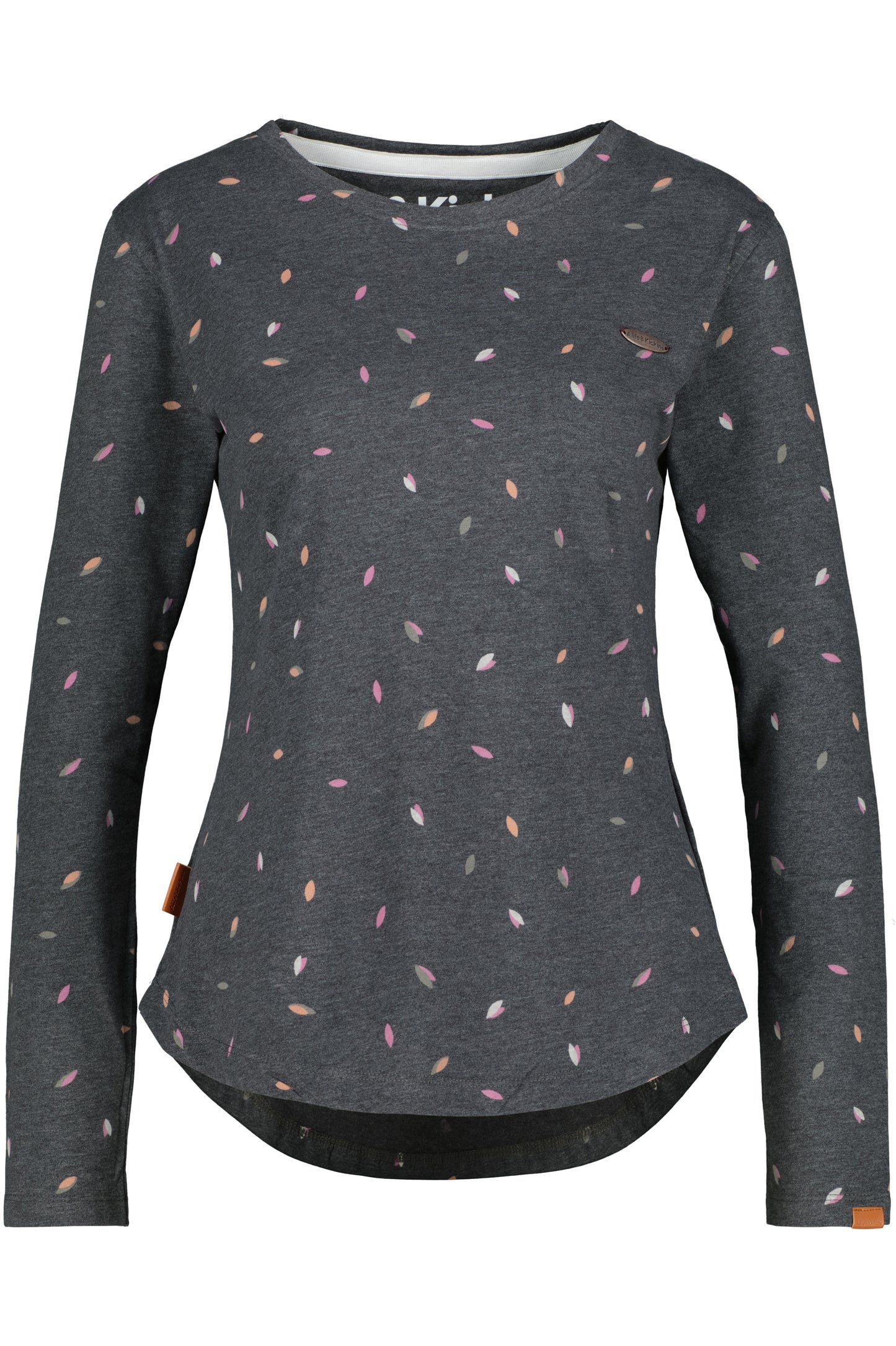 Dezent geschnittenes Damen Longsleeve mit Muster Schwarz