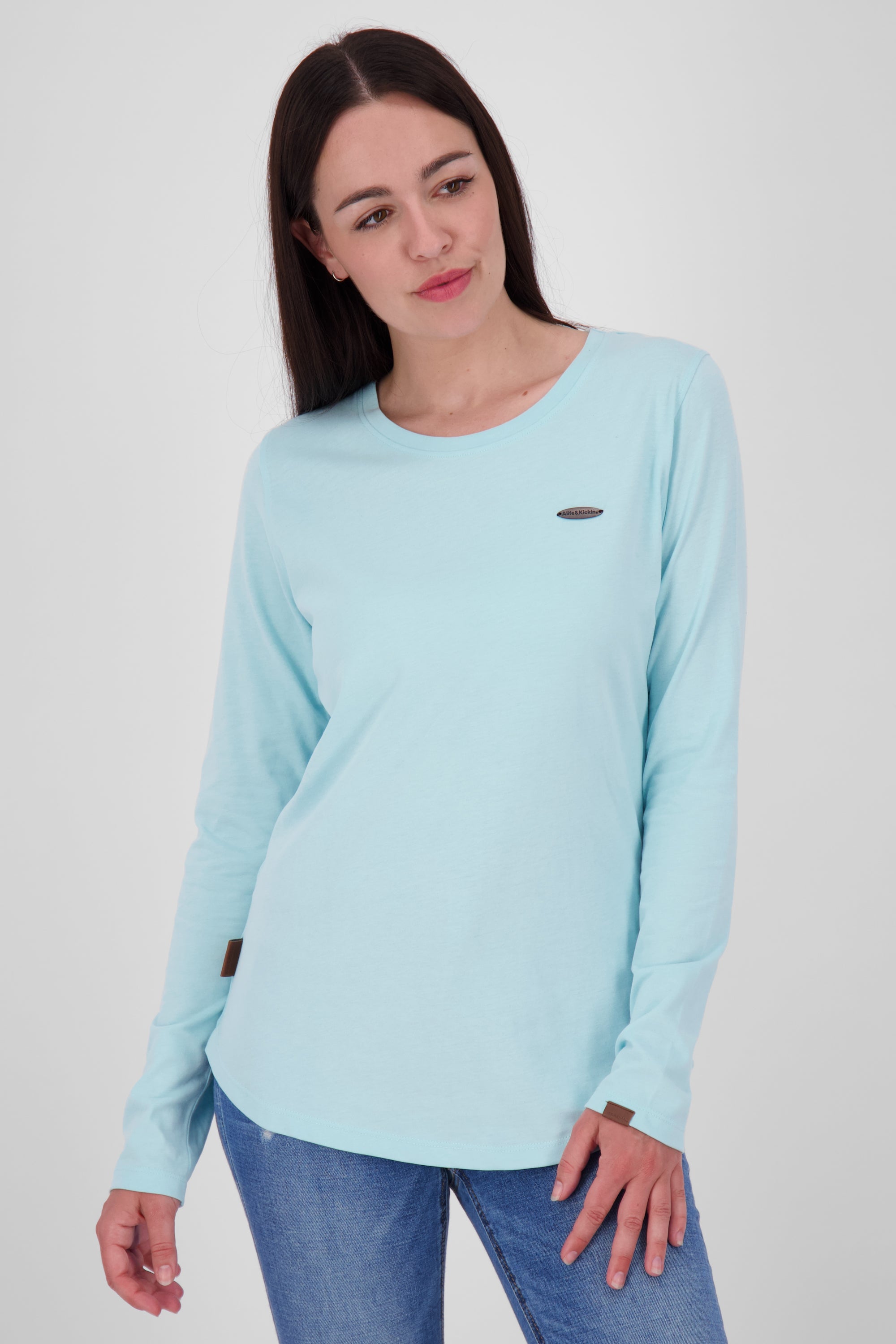LeaAK A - Hochwertiges Damen Longsleeve für jeden Anlass Hellblau
