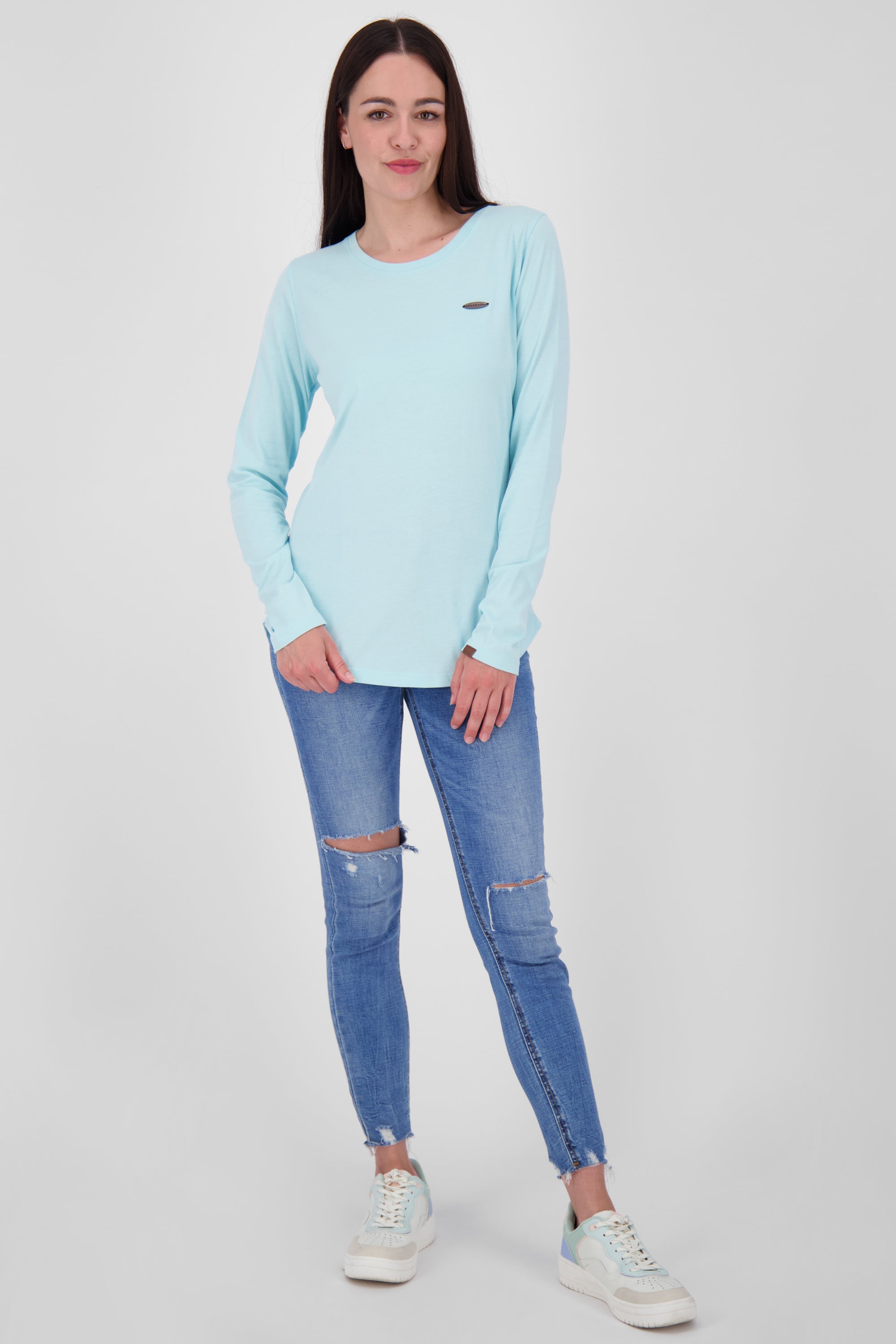LeaAK A - Hochwertiges Damen Longsleeve für jeden Anlass Hellblau