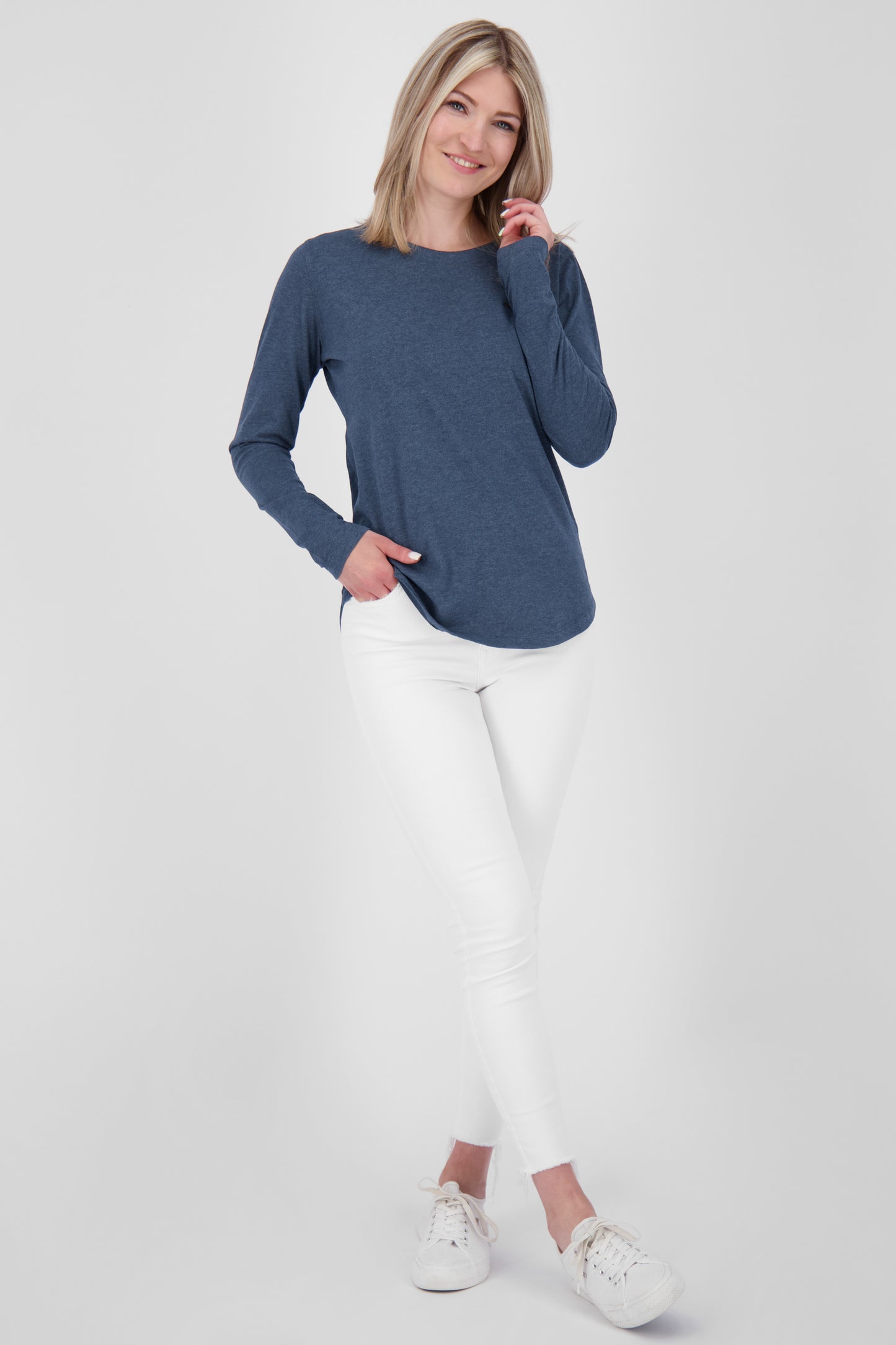 LeaAK A - Hochwertiges Damen Longsleeve für jeden Anlass Dunkelblau