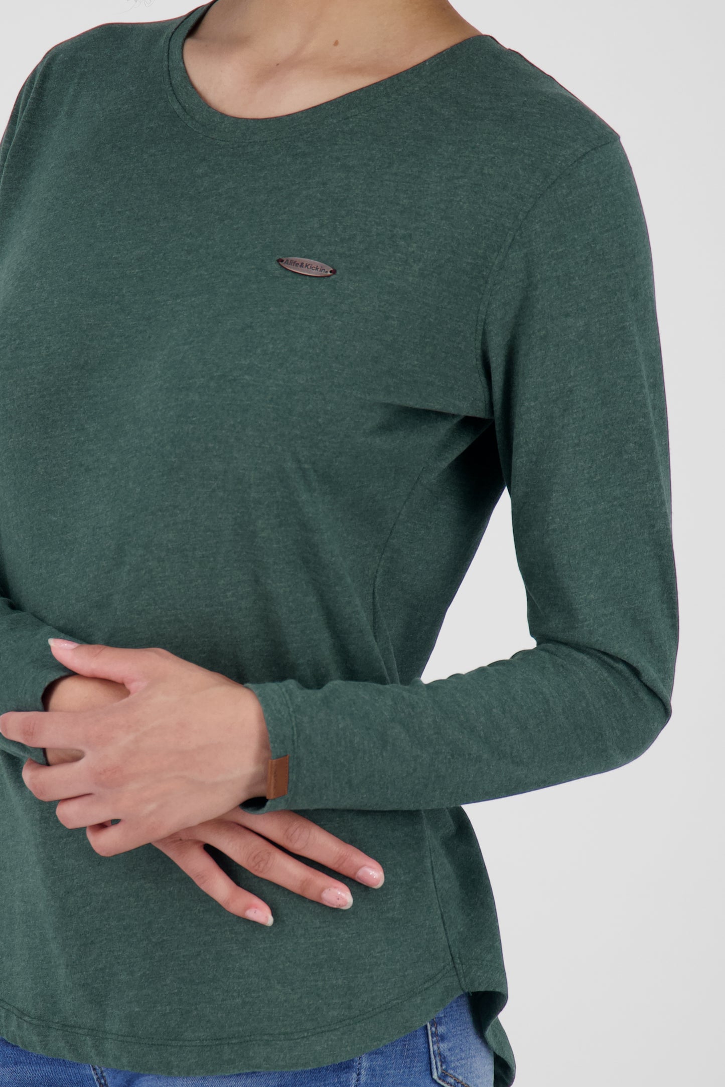 LeaAK A - Hochwertiges Damen Longsleeve für jeden Anlass Dunkelgrün