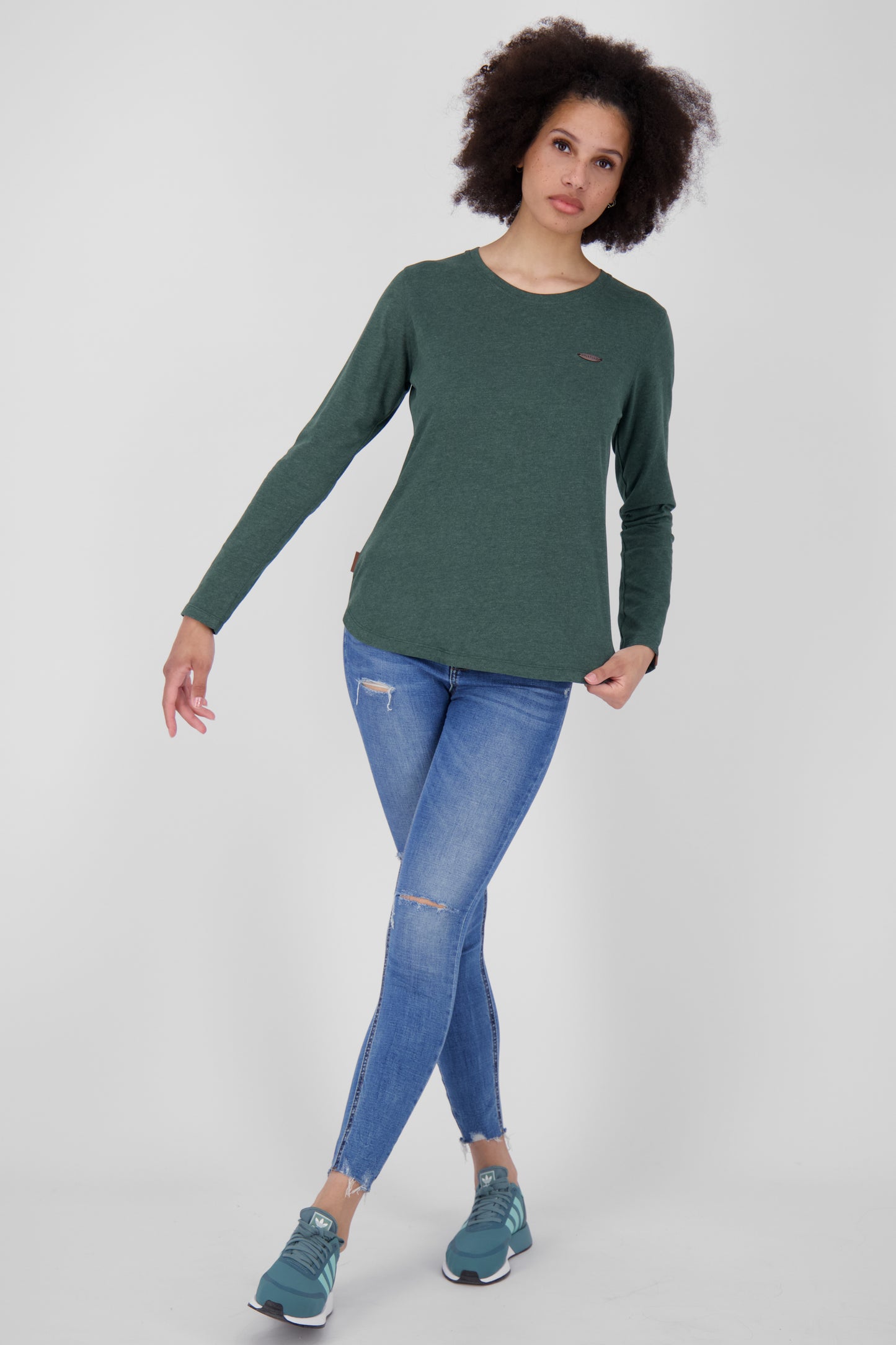 LeaAK A - Hochwertiges Damen Longsleeve für jeden Anlass Dunkelgrün