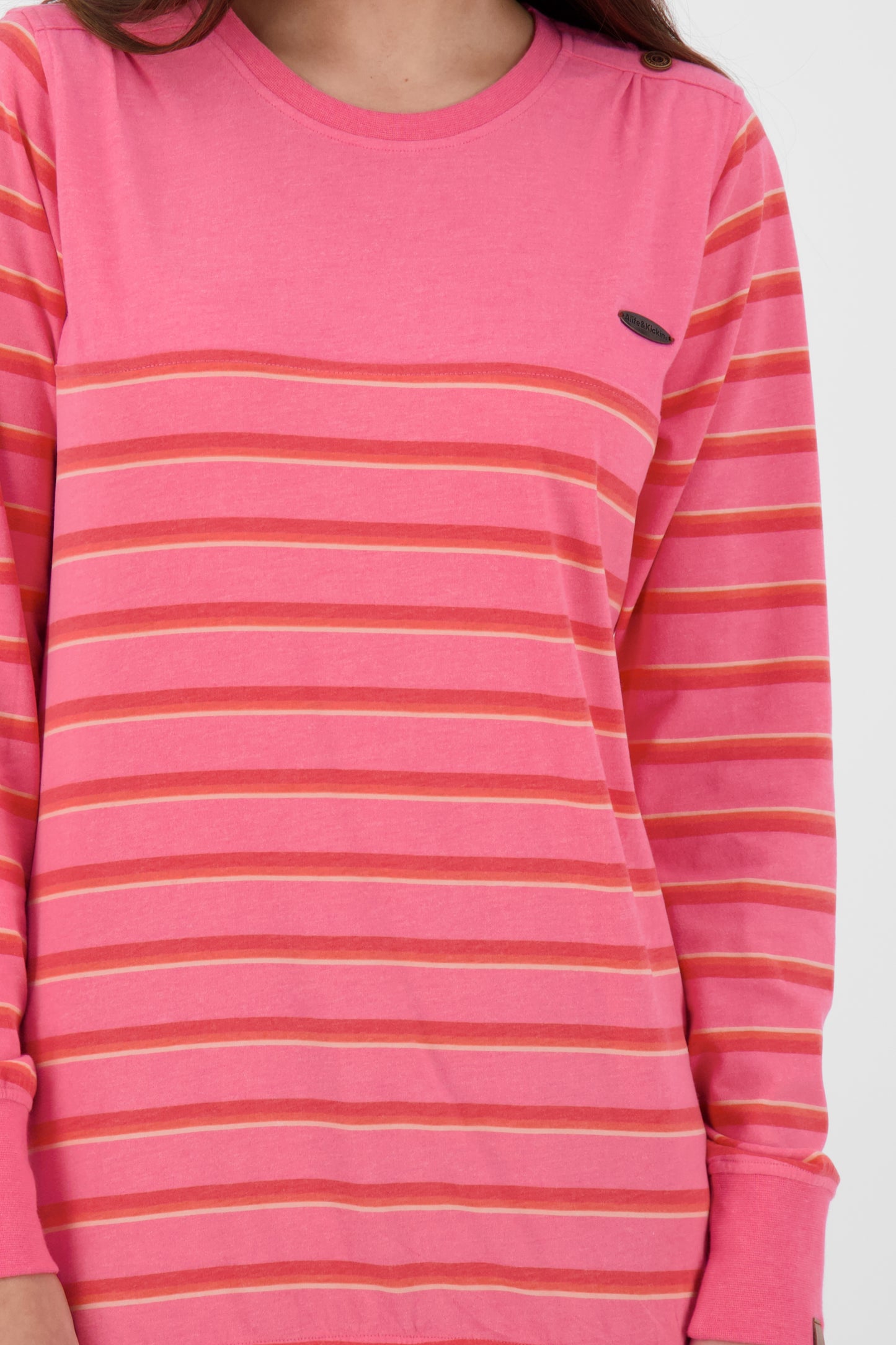 Damen Langarmshirt LeonieAK - Stylische Streifenmuster Pink