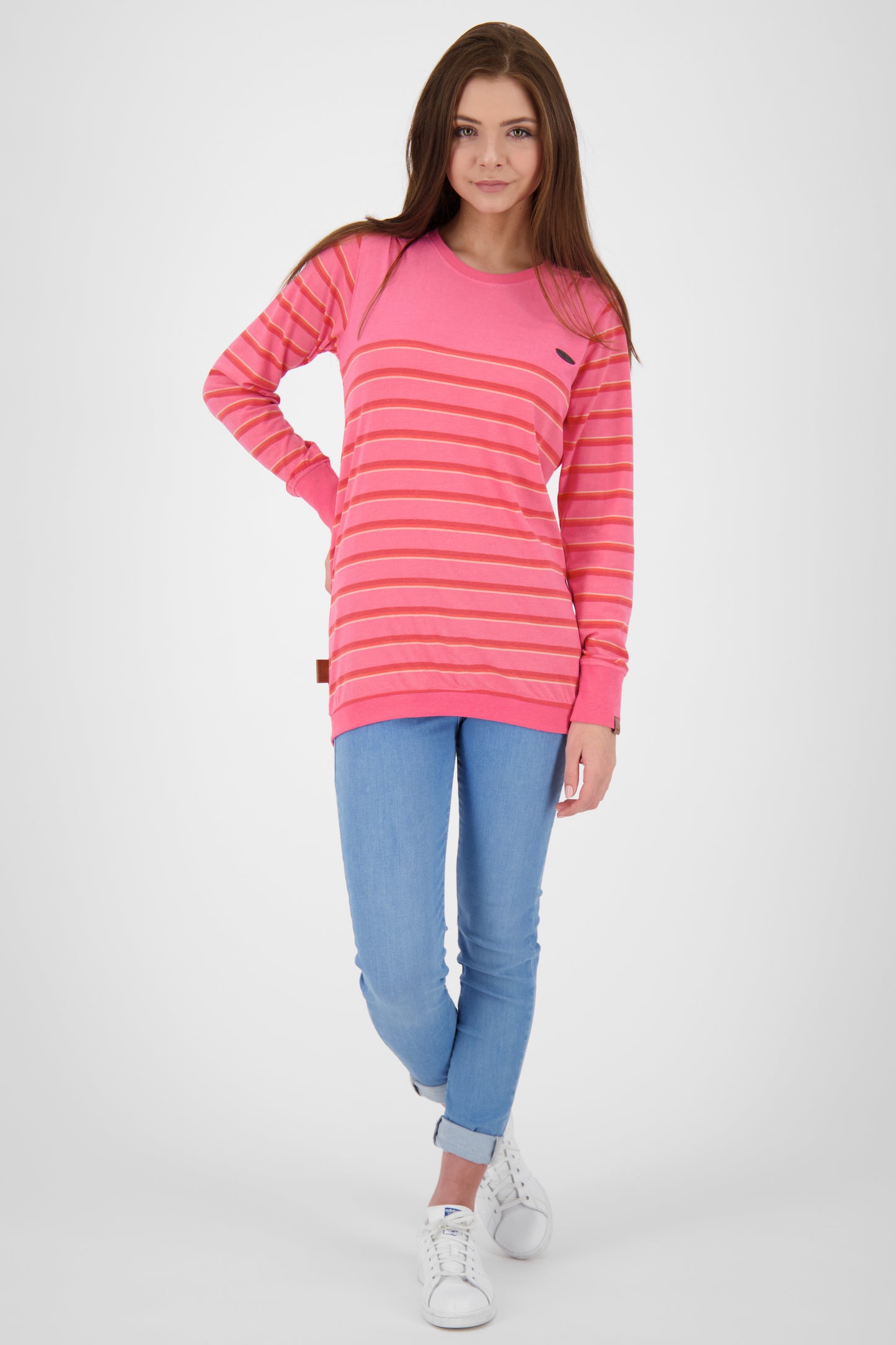 Damen Langarmshirt LeonieAK - Stylische Streifenmuster Pink