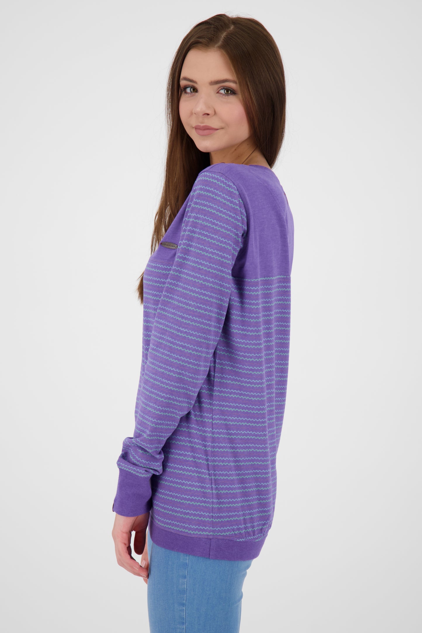 Damen Langarmshirt LeonieAK - Stylische Streifenmuster Violett