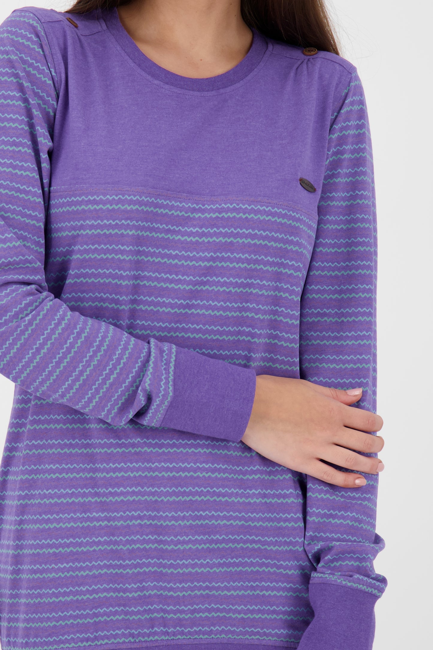 Damen Langarmshirt LeonieAK - Stylische Streifenmuster Violett