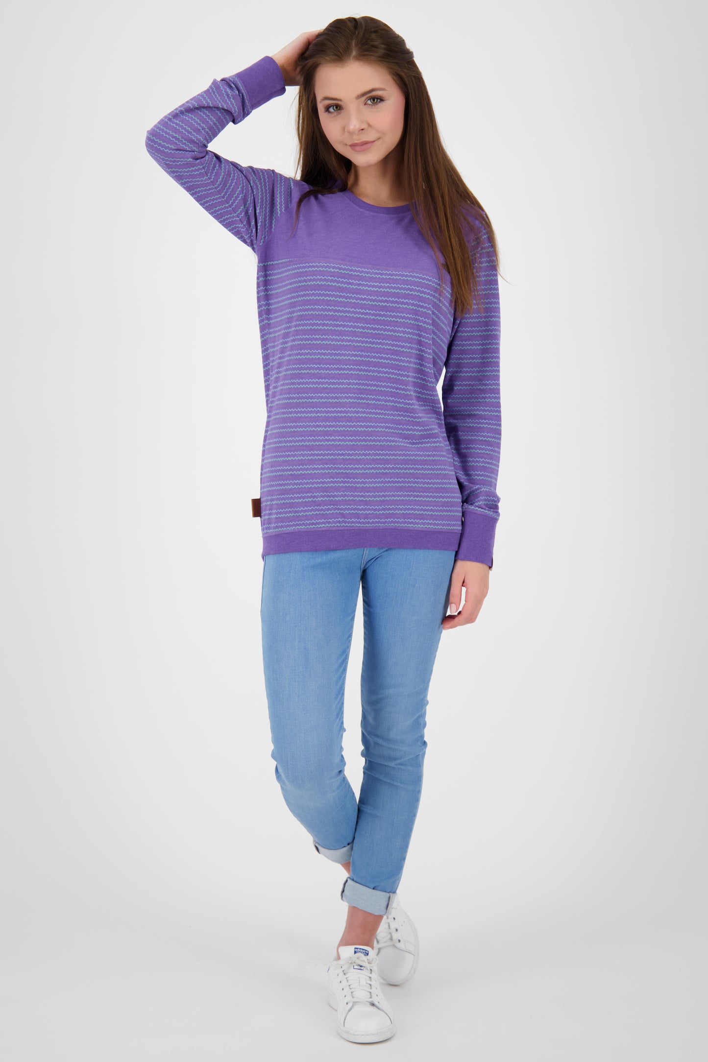 Damen Langarmshirt LeonieAK - Stylische Streifenmuster Violett