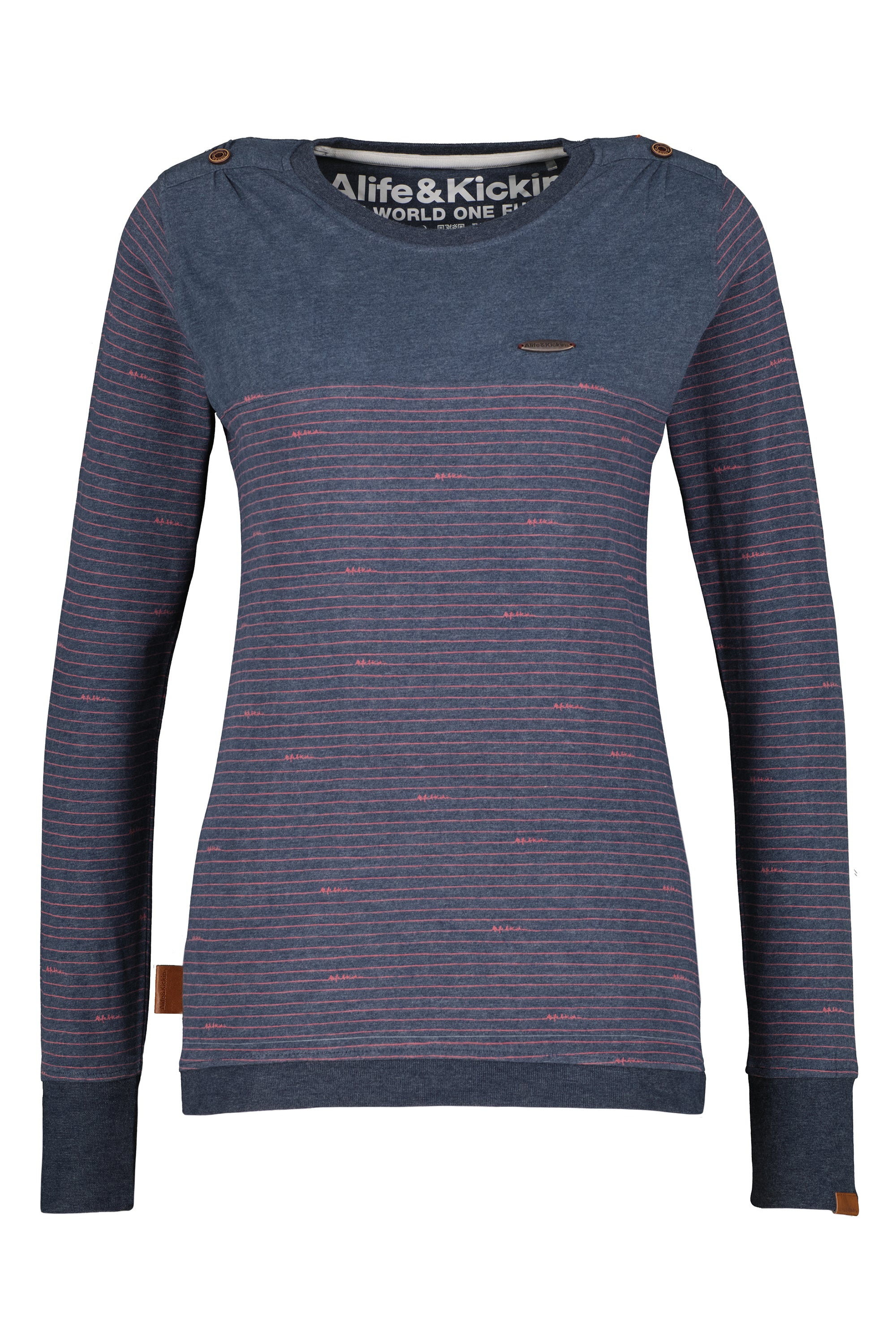 LeonieAK Z Langarmshirt Damen mit Streifen Dunkelblau