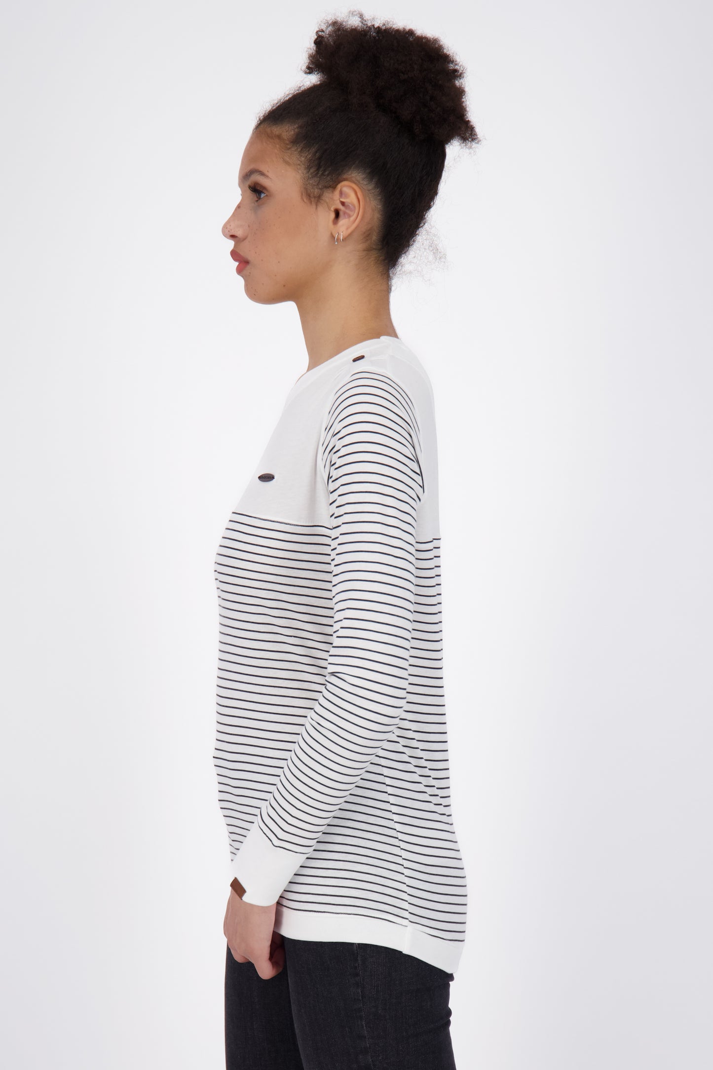 LeonieAK Z Langarmshirt Damen mit Streifen Weiß