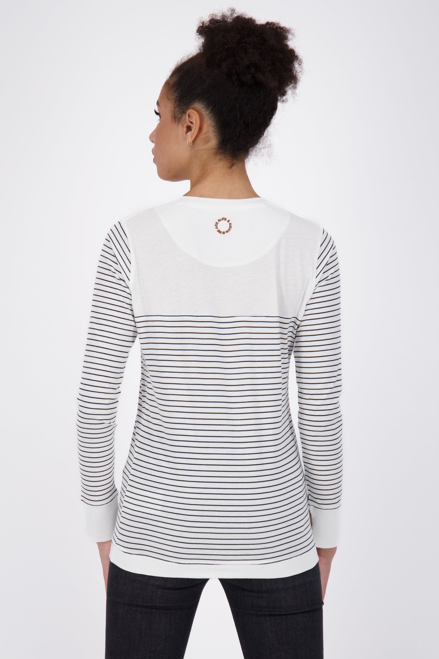 LeonieAK Z Langarmshirt Damen mit Streifen Weiß