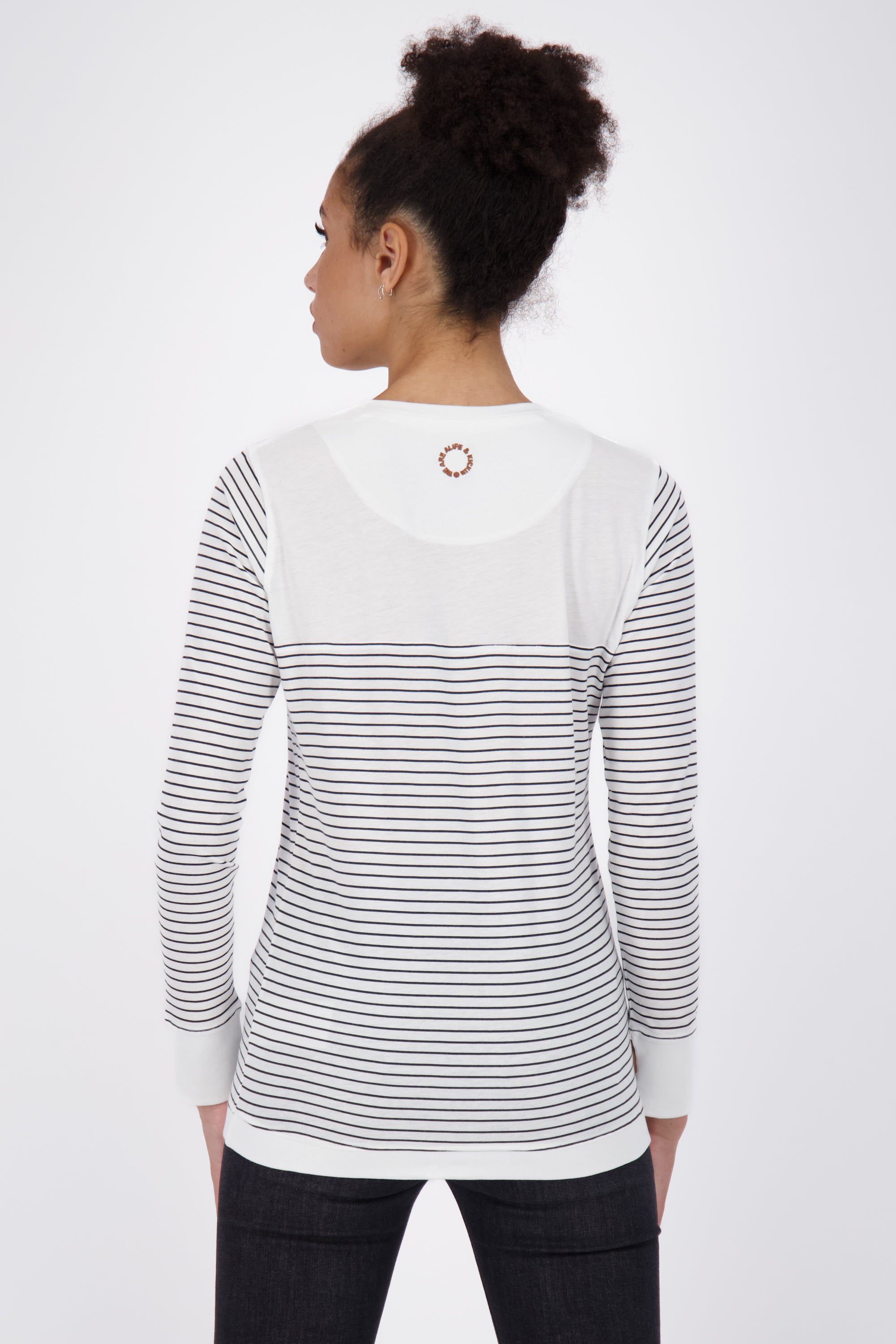 LeonieAK Z Langarmshirt Damen mit Streifen Weiß