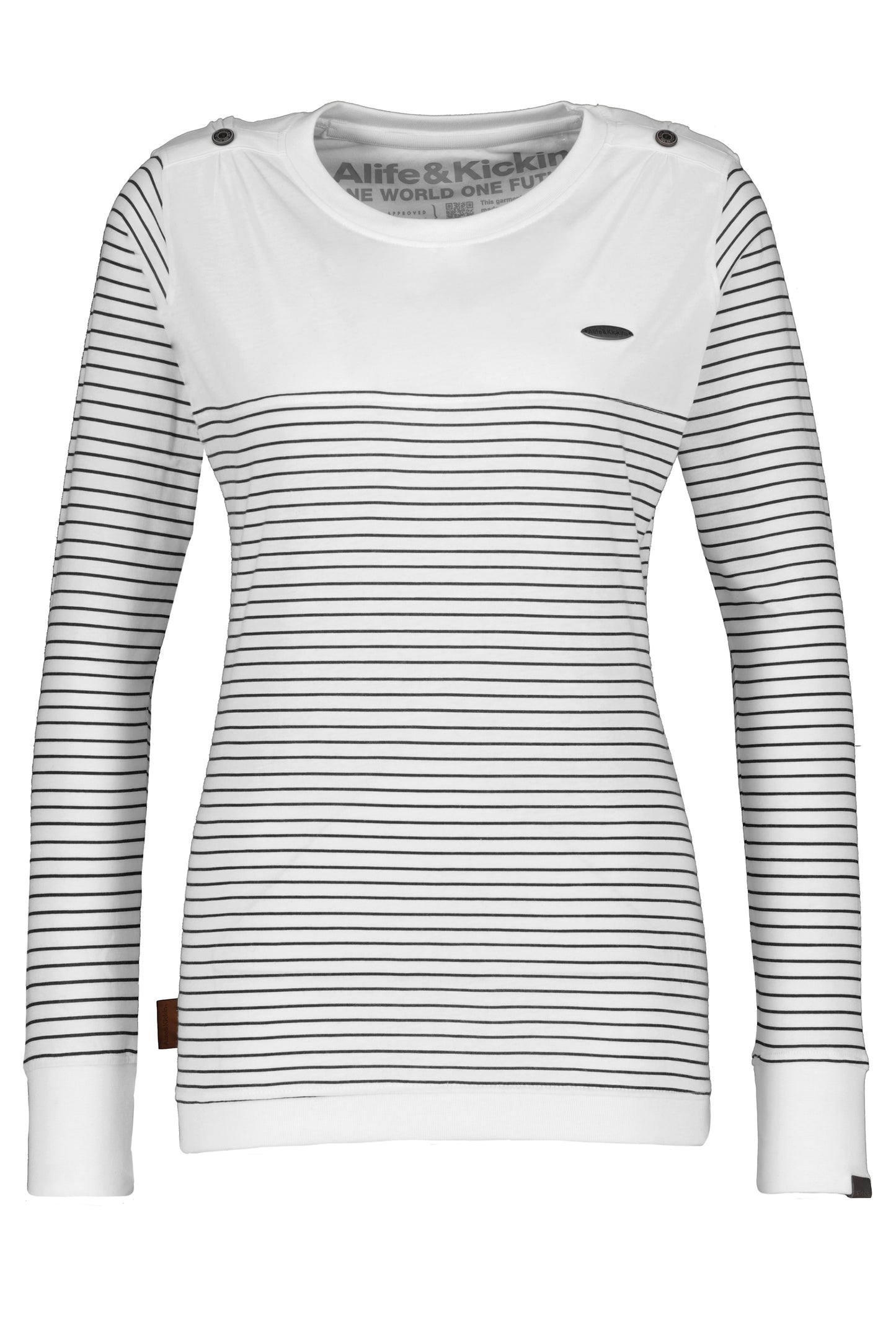 LeonieAK Z Langarmshirt Damen mit Streifen Weiß