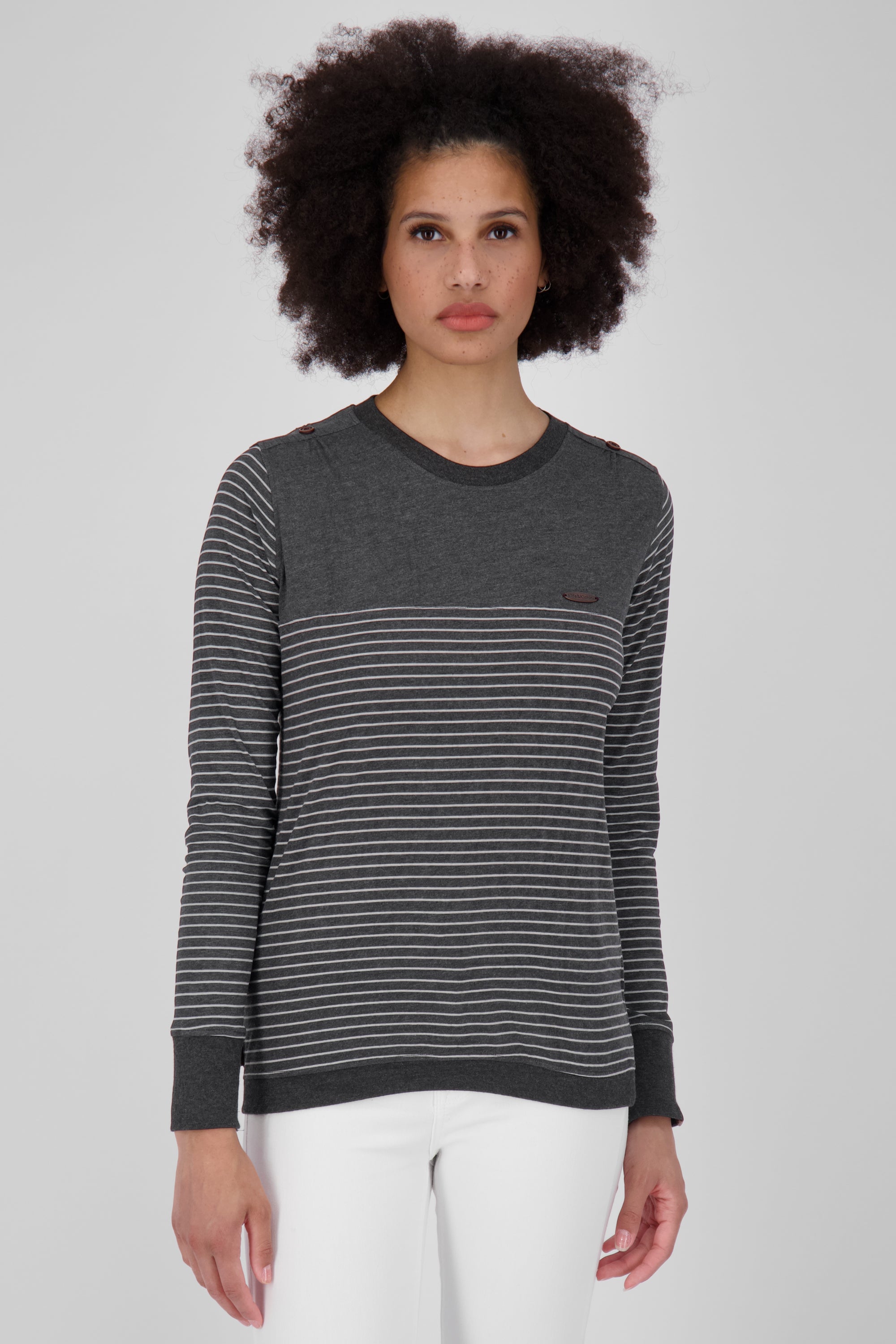 LeonieAK Z Langarmshirt Damen mit Streifen Schwarz