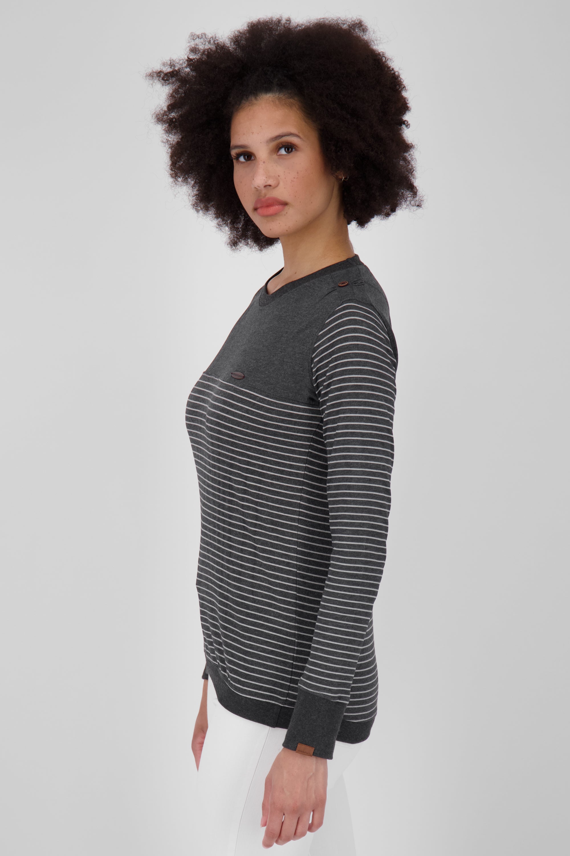 LeonieAK Z Langarmshirt Damen mit Streifen Schwarz
