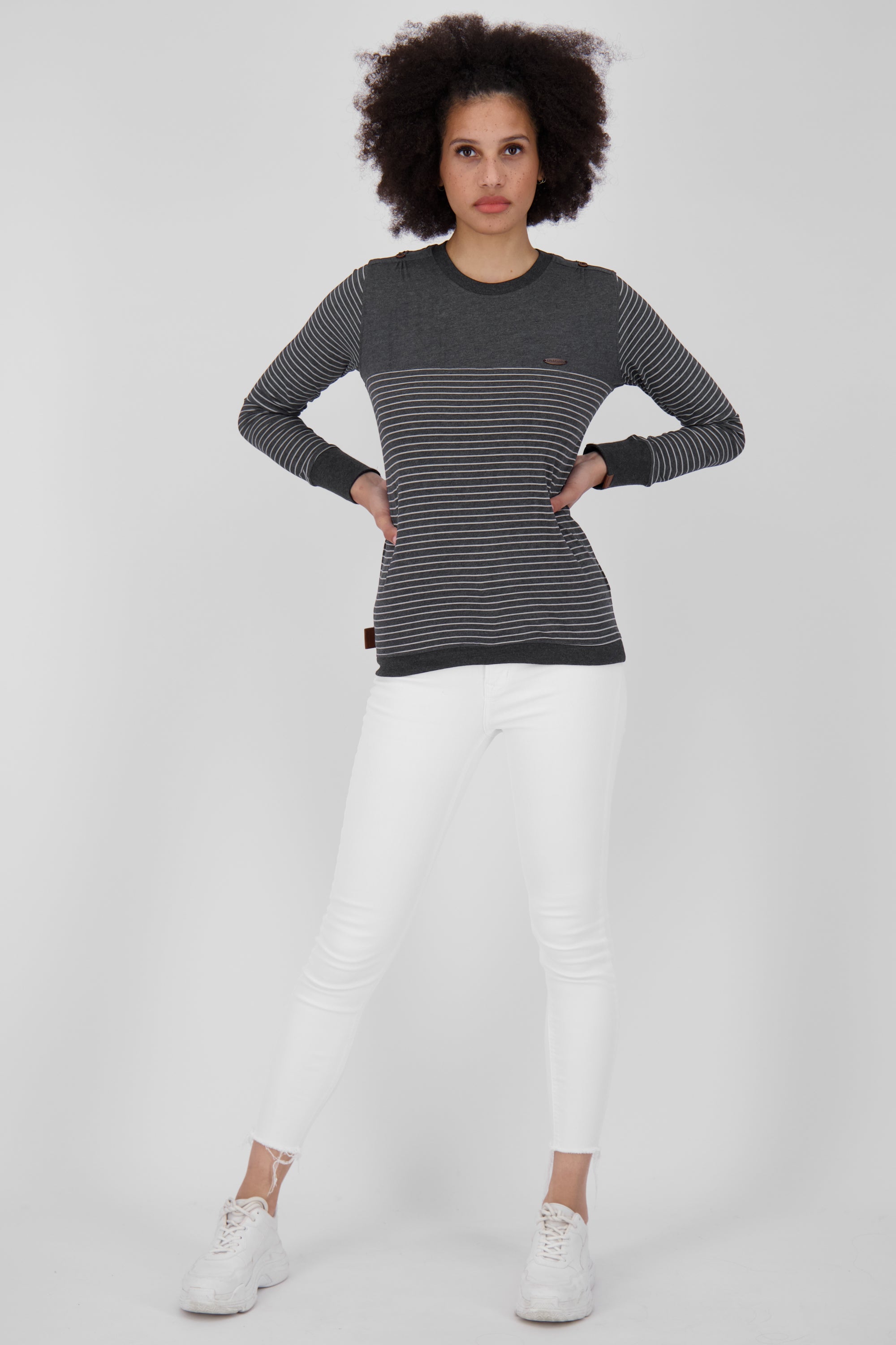 LeonieAK Z Langarmshirt Damen mit Streifen Schwarz