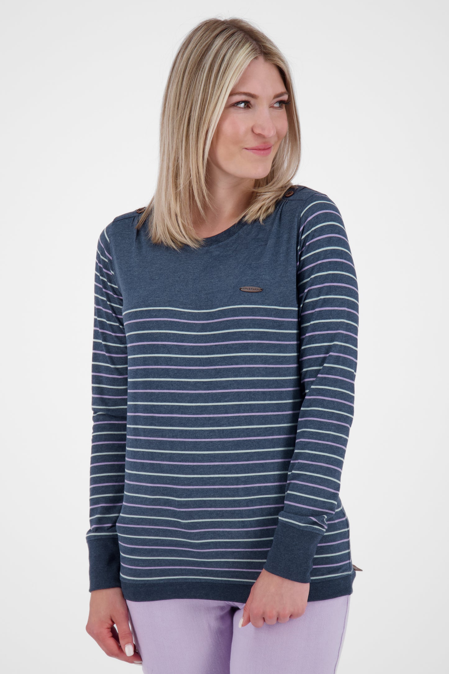 LeonieAK Z Langarmshirt Damen mit Rundhalsausschnitt Dunkelblau