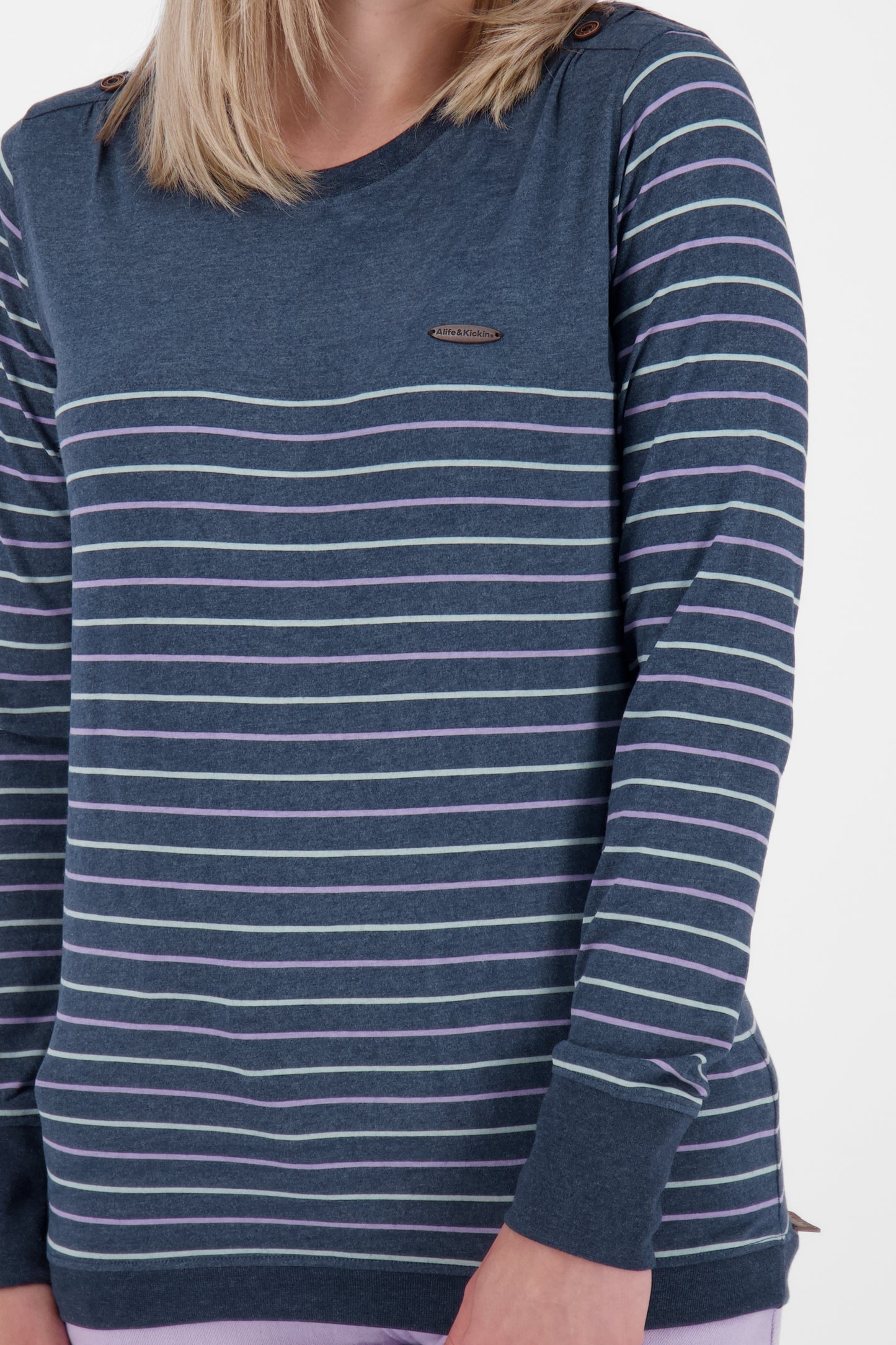 LeonieAK Z Langarmshirt Damen mit Rundhalsausschnitt Dunkelblau