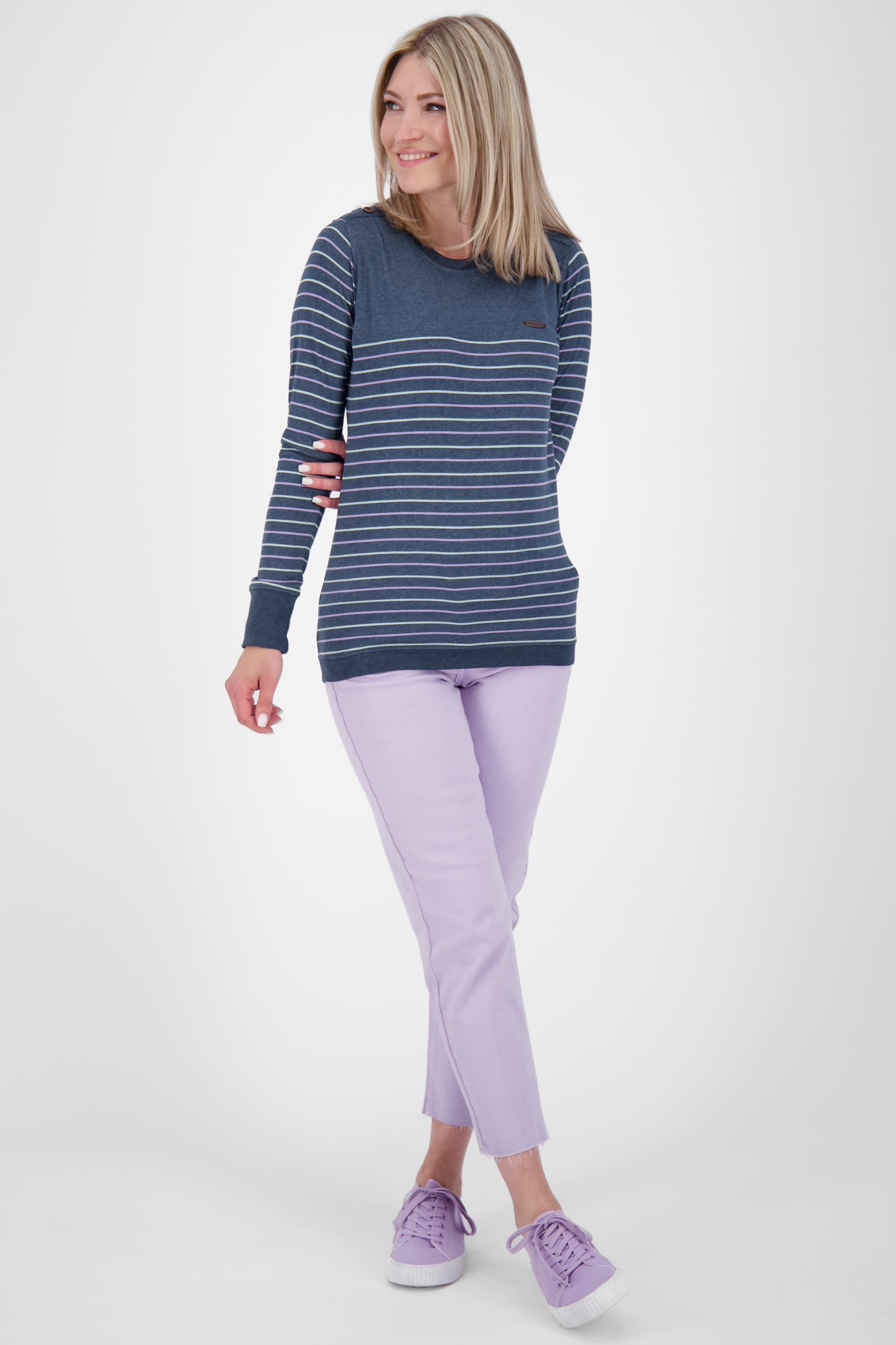 LeonieAK Z Langarmshirt Damen mit Rundhalsausschnitt Dunkelblau