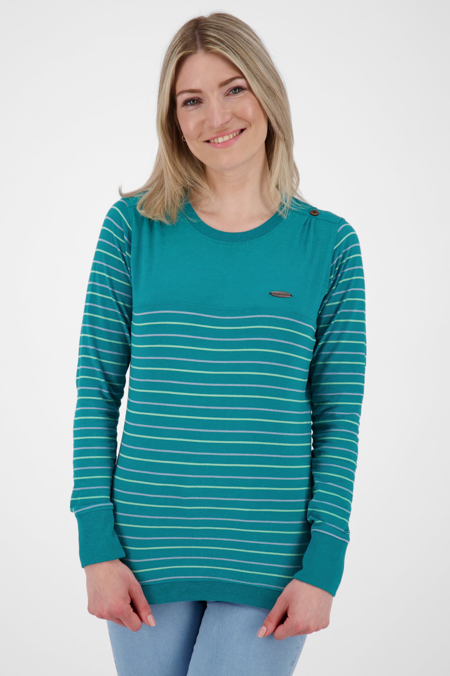 LeonieAK Z Langarmshirt Damen mit Rundhalsausschnitt Dunkelgrün