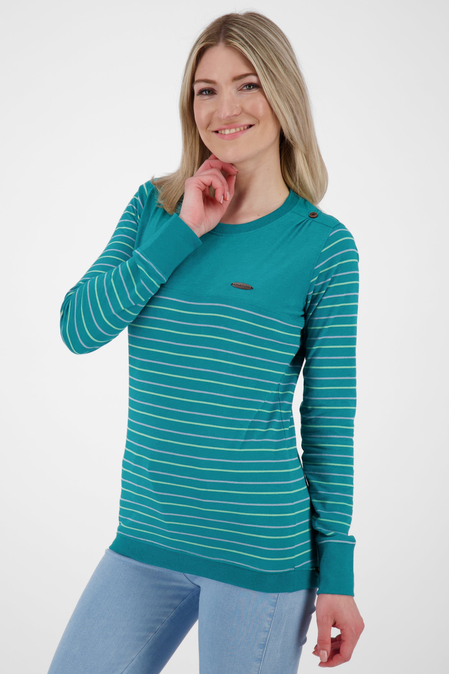 LeonieAK Z Langarmshirt Damen mit Rundhalsausschnitt Dunkelgrün