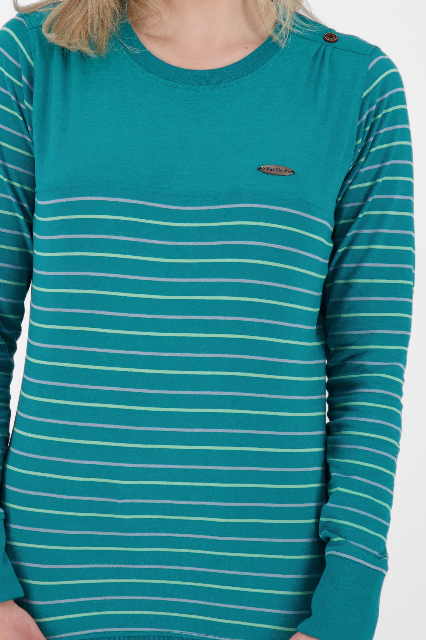 LeonieAK Z Langarmshirt Damen mit Rundhalsausschnitt Dunkelgrün