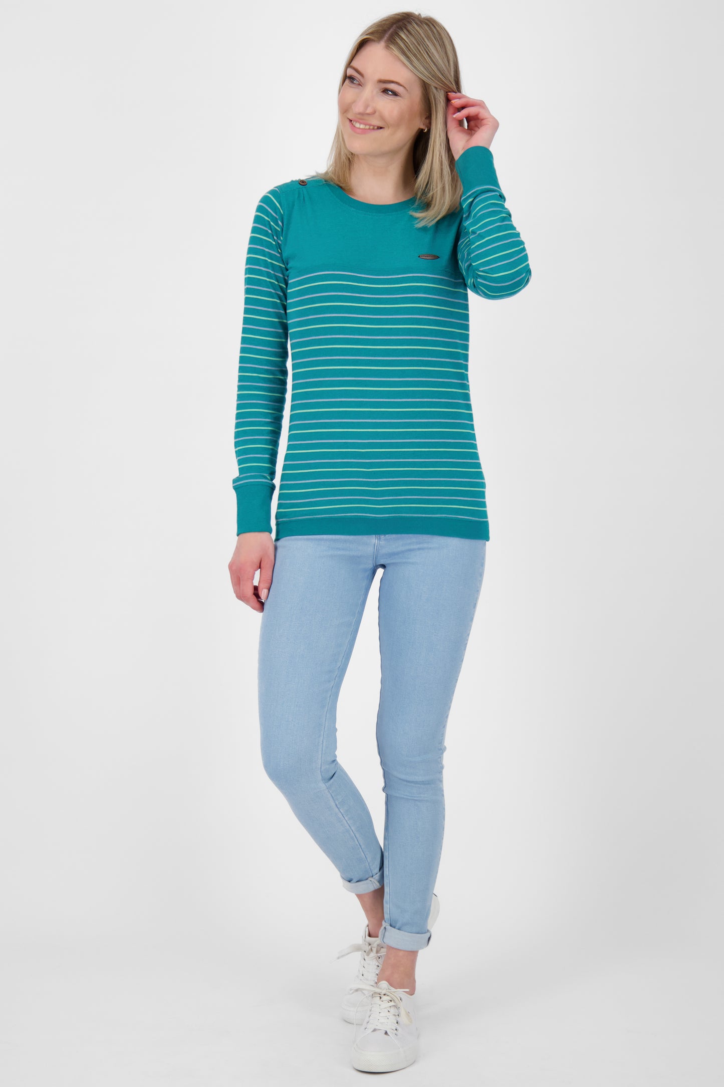 LeonieAK Z Langarmshirt Damen mit Rundhalsausschnitt Dunkelgrün