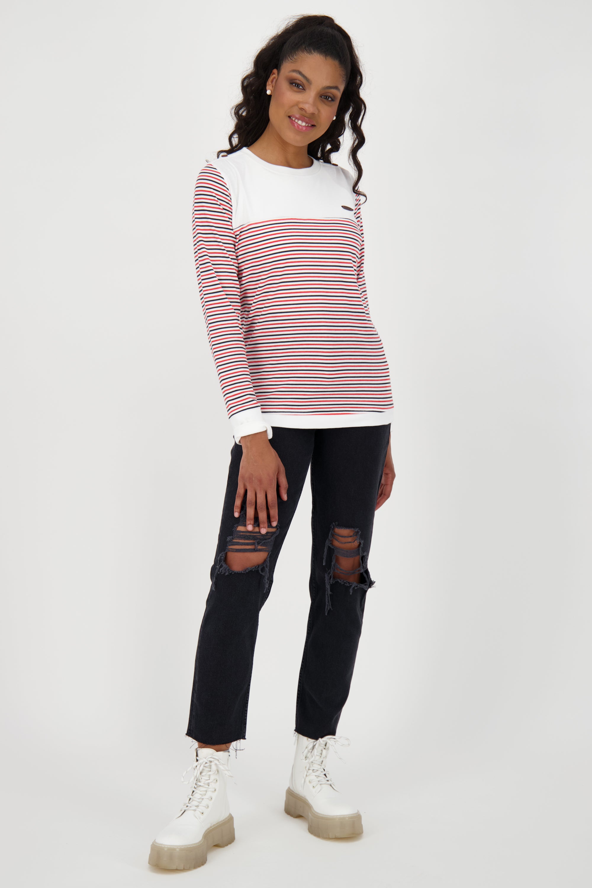 Longsleeve Damen LeonieAK Z setzt mit Streifen neue Trends Weiß