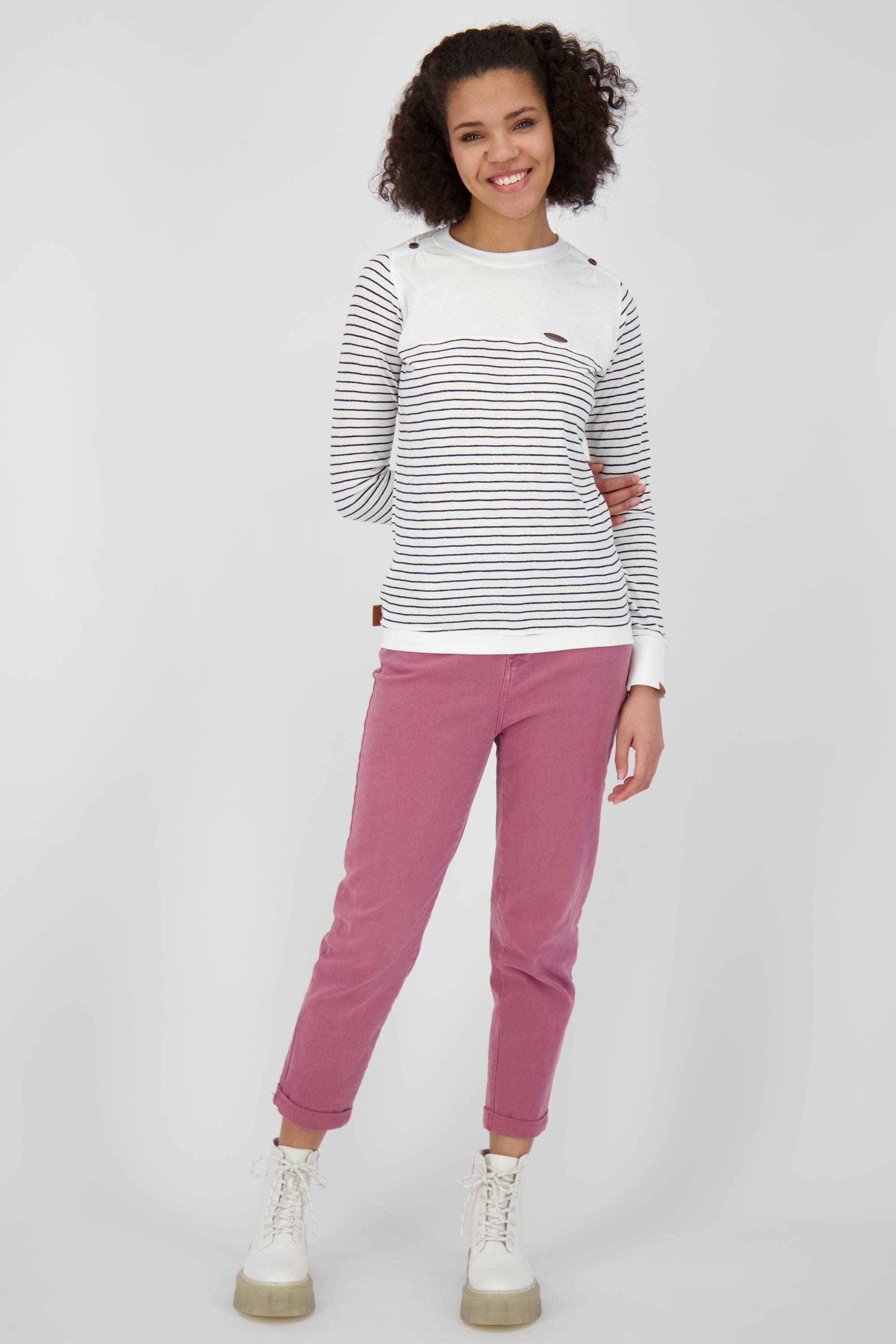 Longsleeve Damen LeonieAK Z setzt mit Streifen neue Trends Weiß