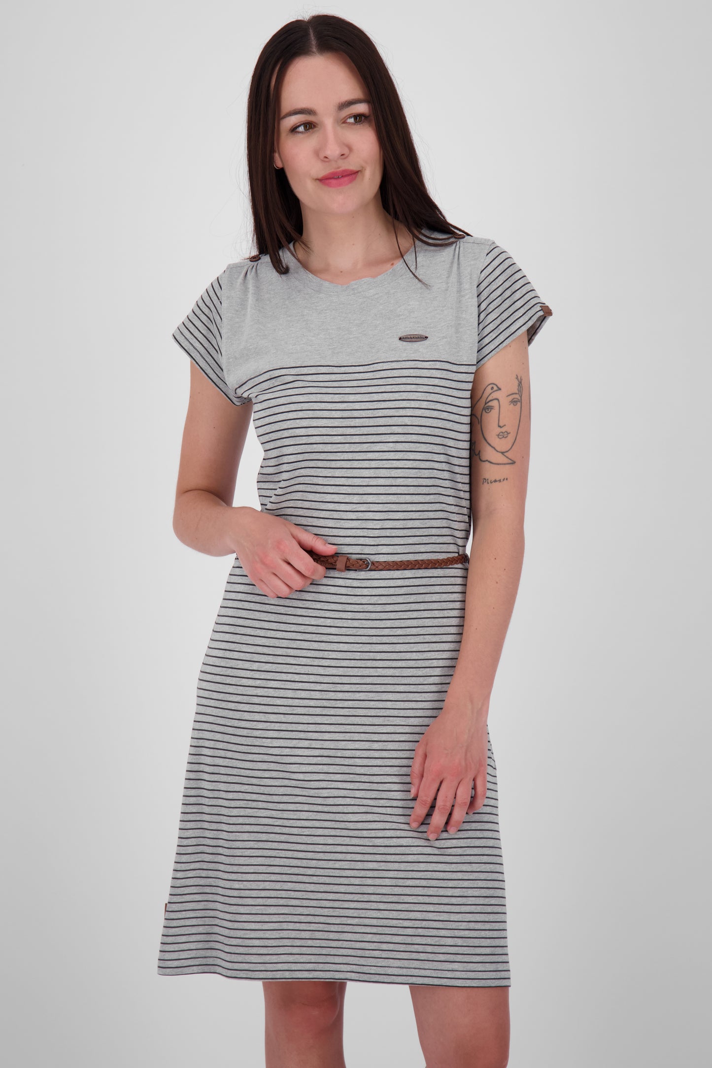 Damenkleid LeoniceAK B - Femininer Look mit trendigem Allover-Print Grau