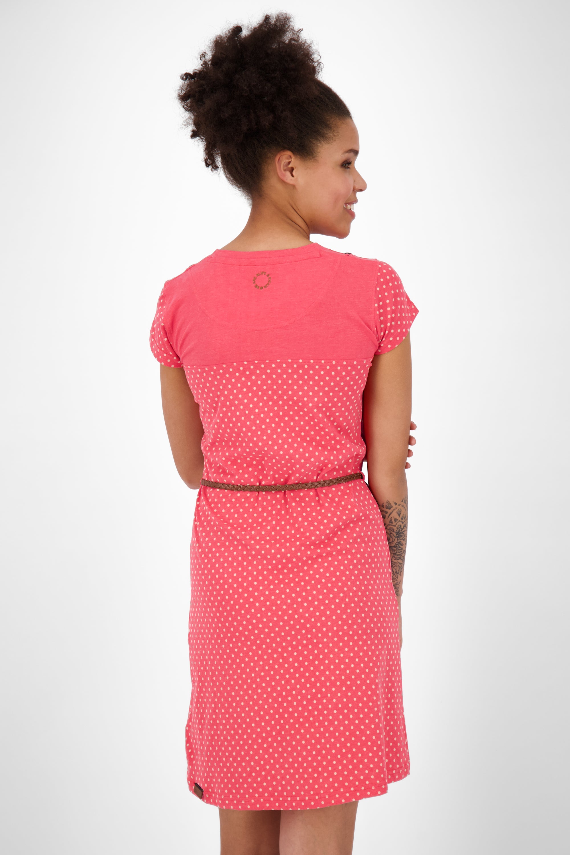 Damen Jerseykleid LeoniceAK B - Verspielter Pünktchen-Print für den Sommer Rot