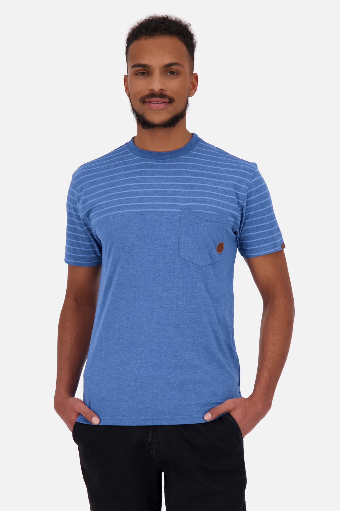 Sportliches Herren T-Shirt LeopoldAK Z mit Streifen Blau