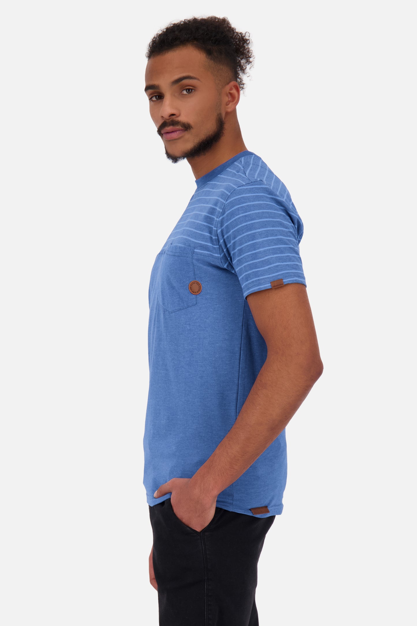 Sportliches Herren T-Shirt LeopoldAK Z mit Streifen Blau